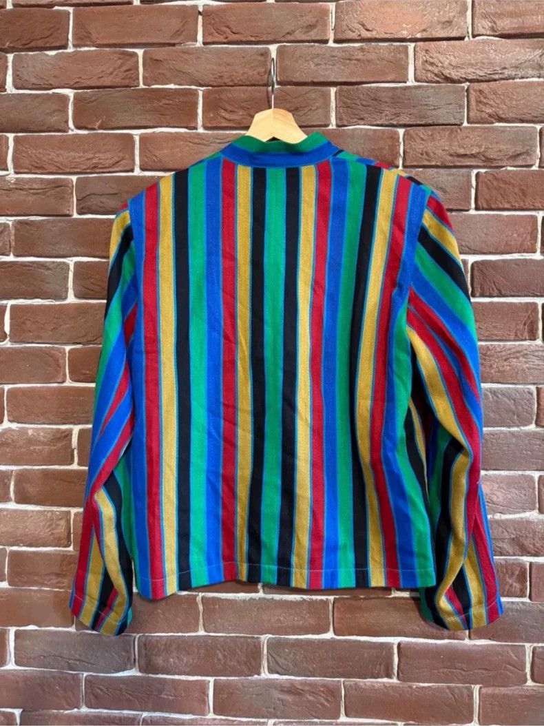 Kenzo KENZO Color striped slanted collar wool coat Size S / US 4 / IT 40 - 6 Thumbnail