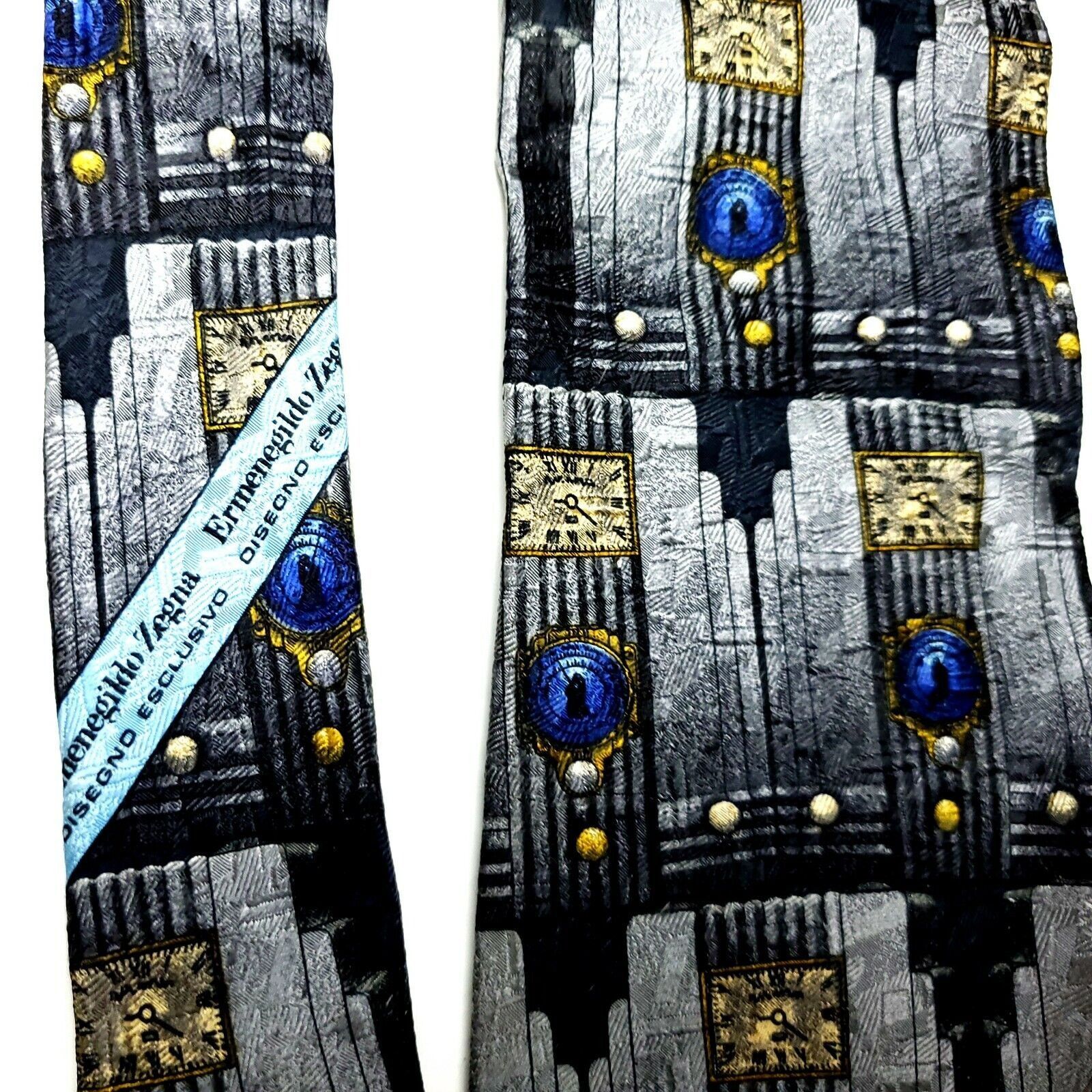 Ermenegildo Zegna Ermenegildo Zegna Tie Gray Print Novelty Print Short Wide Size ONE SIZE - 2 Thumbnail