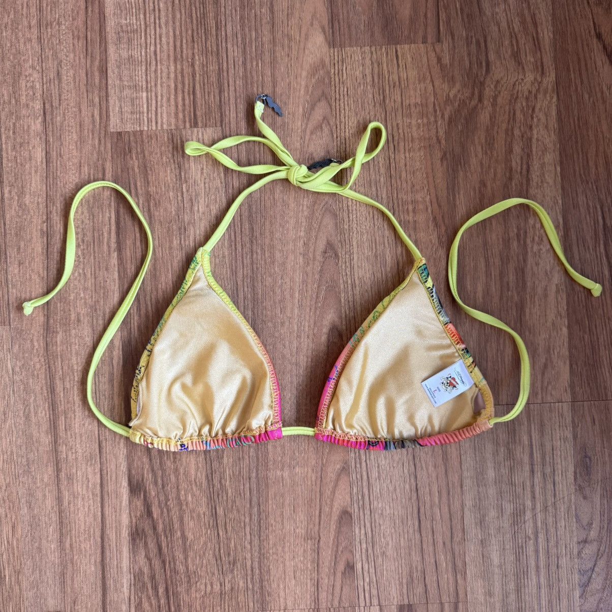 ED HARDY Vintage Y2K Rare Pink Yellow Dishonor Bikini Set