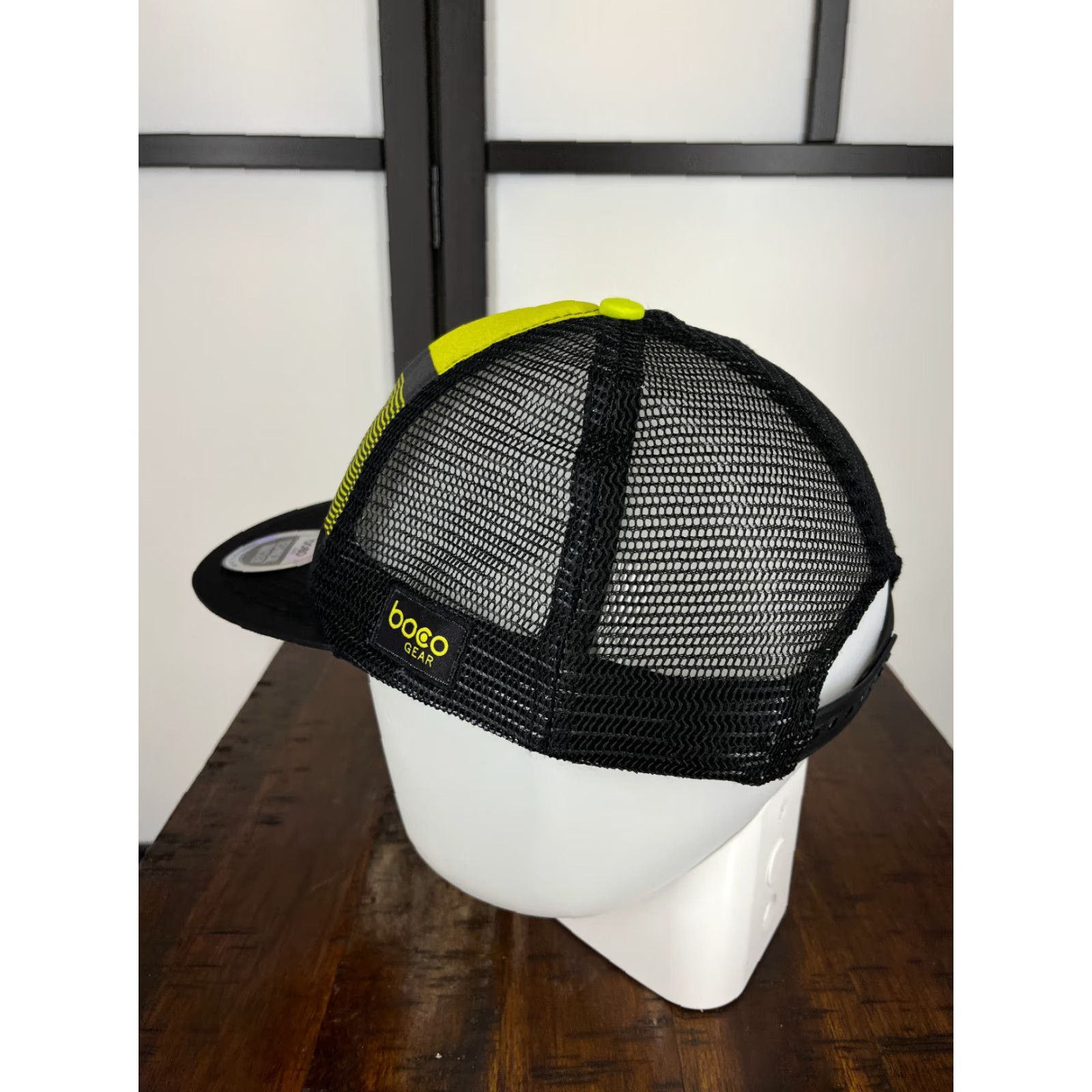 Vintage Boco Gear Hat Cap Trucker Adult One Size Black Poly Striped Pattern Hiking Triathlon Club Logo 90s Theme Men Mens Size ONE SIZE - 5 Thumbnail