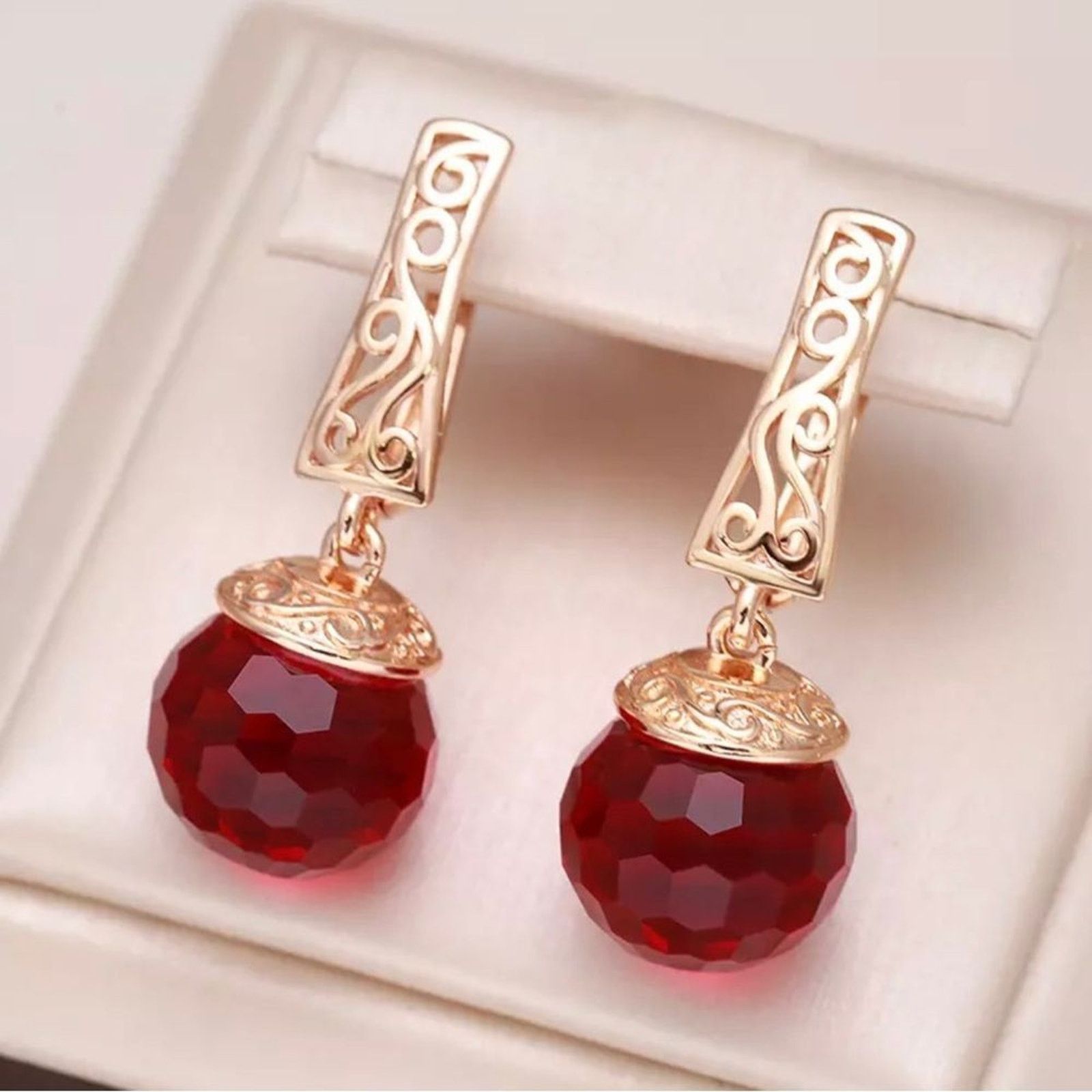 Other New Gorgeous Rose Gold Plated Ball Bride Drop Earrings Size ONE SIZE - 1 Thumbnail