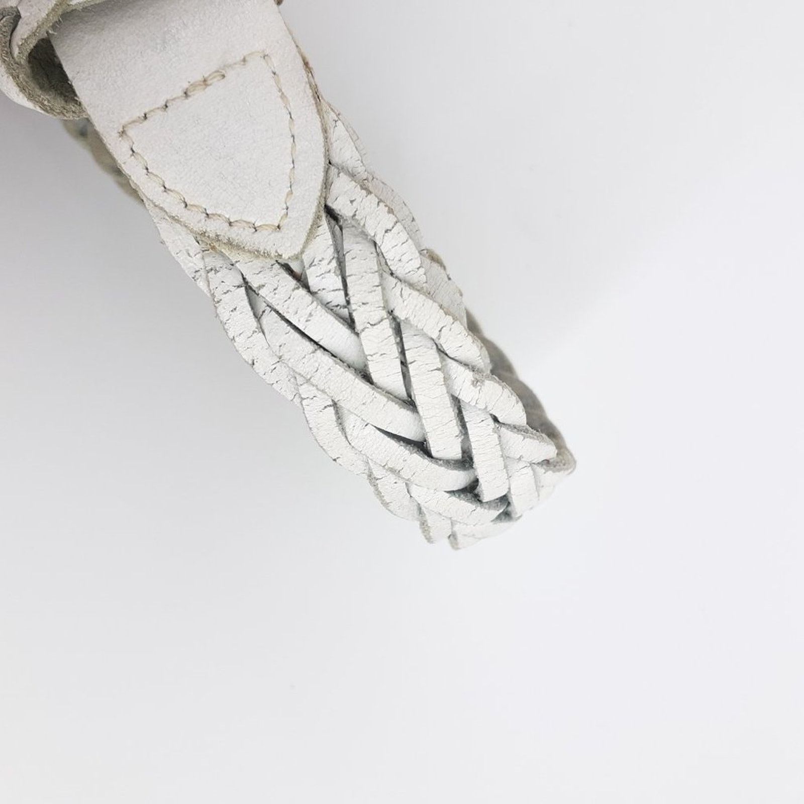 Other Vintage 80s White Genuine Leather Belt Women's Large Single Size ONE SIZE - 4 Thumbnail