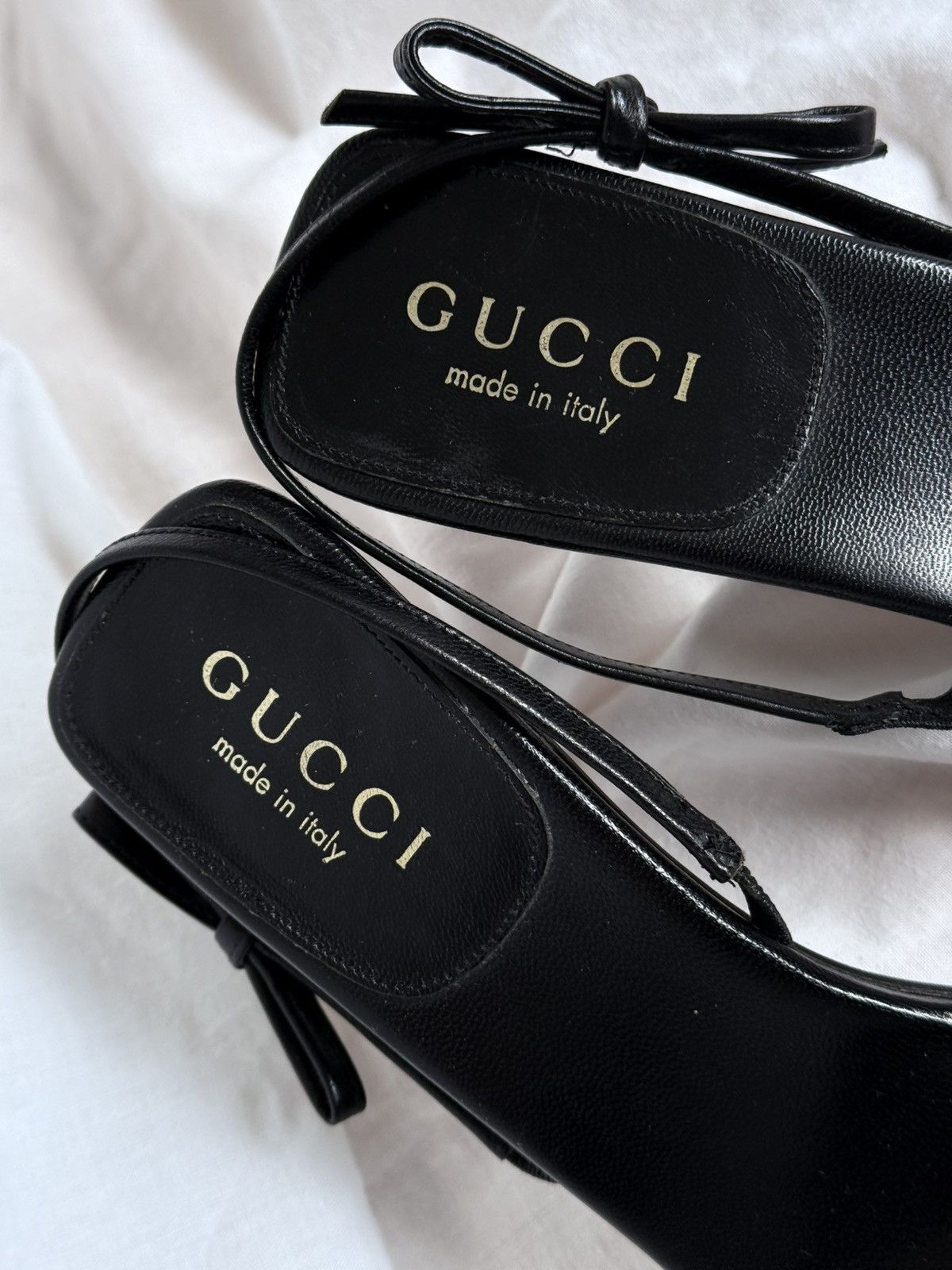 Gucci Gucci Black Leather Mules Sandals Bows Size US 7 / IT 37 - 5 Thumbnail