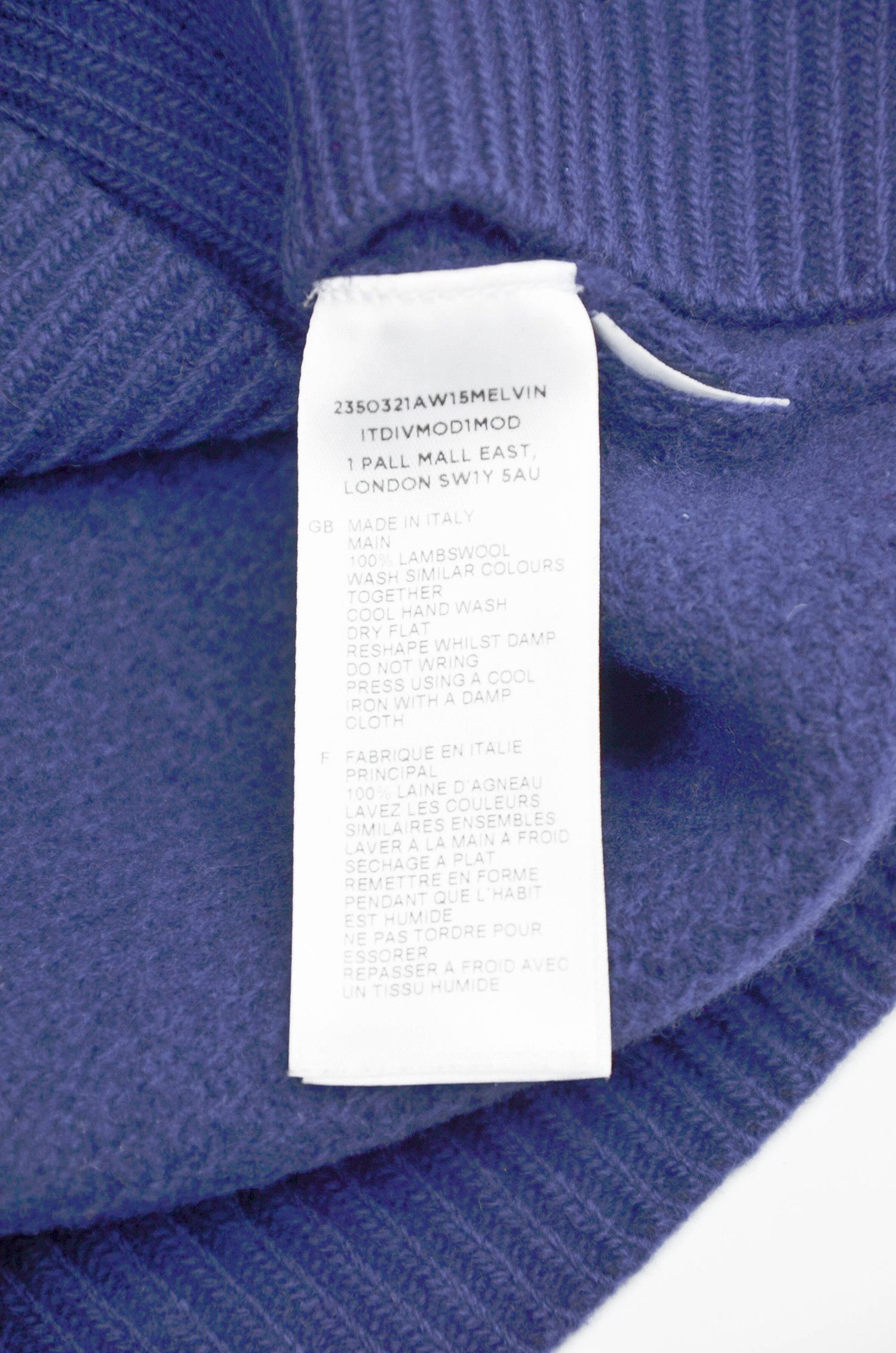 Orlebar Brown ORLEBAR BROWN Waffle Knit Lambswool Navy Sweater - L Size US M / EU 48-50 / 2 - 8 Thumbnail