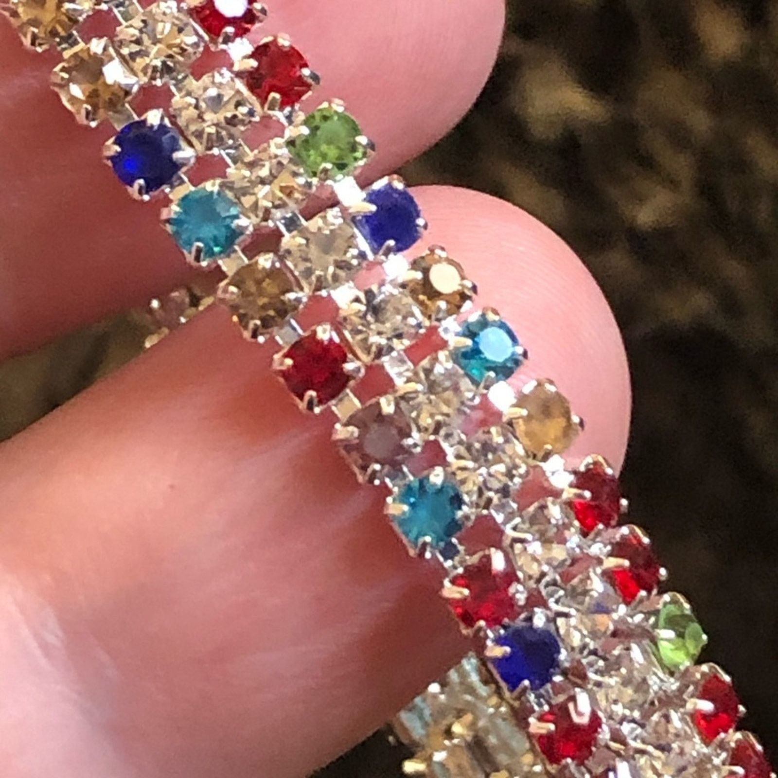 Jewelry Rainbow rhinestone sparkle silver tone bracelet Size ONE SIZE - 7 Thumbnail