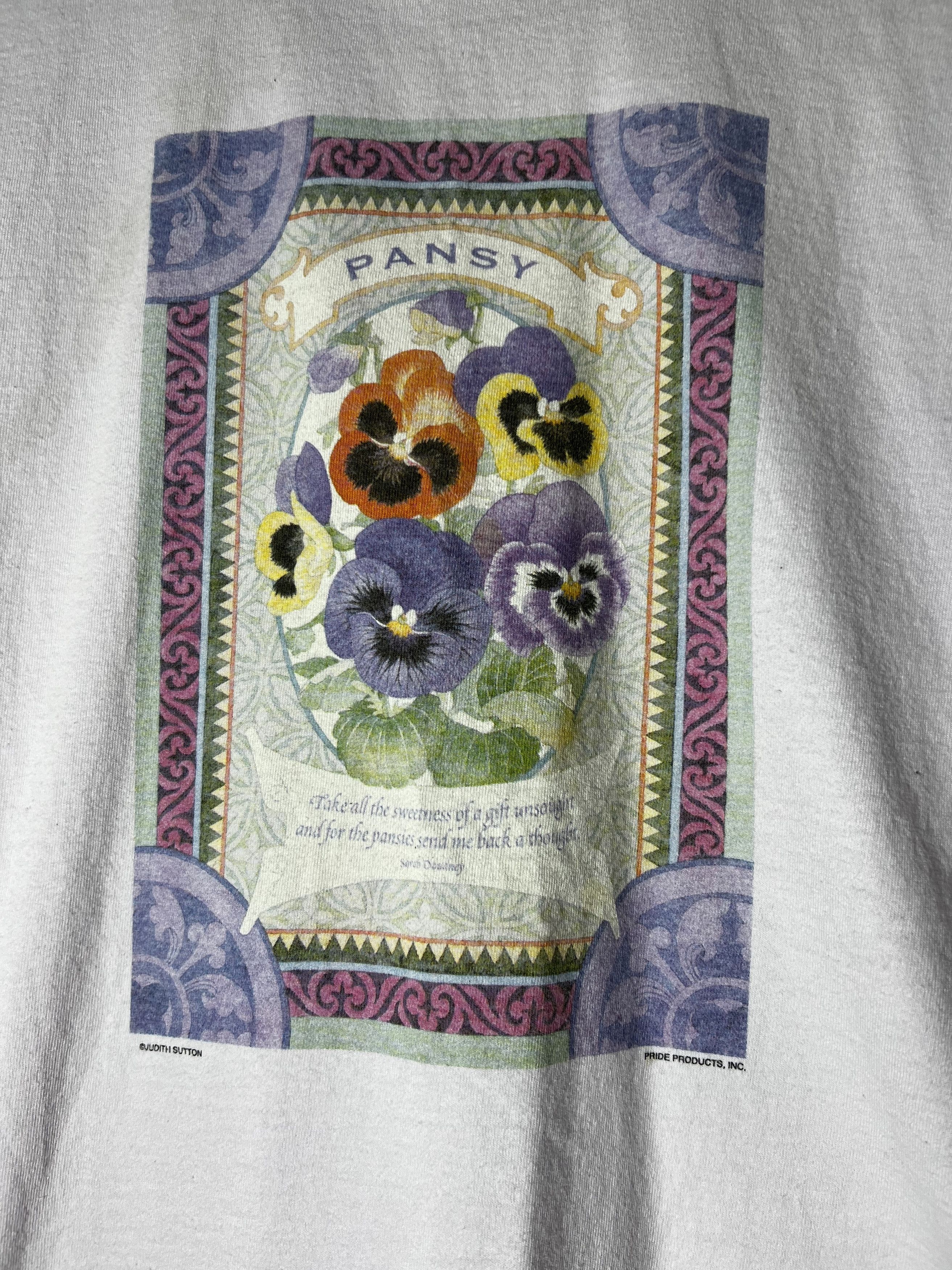 Other × Vintage Vintage Pansy Flower Graphic T-Shirt Size US M / EU 48-50 / 2 - 2 Thumbnail