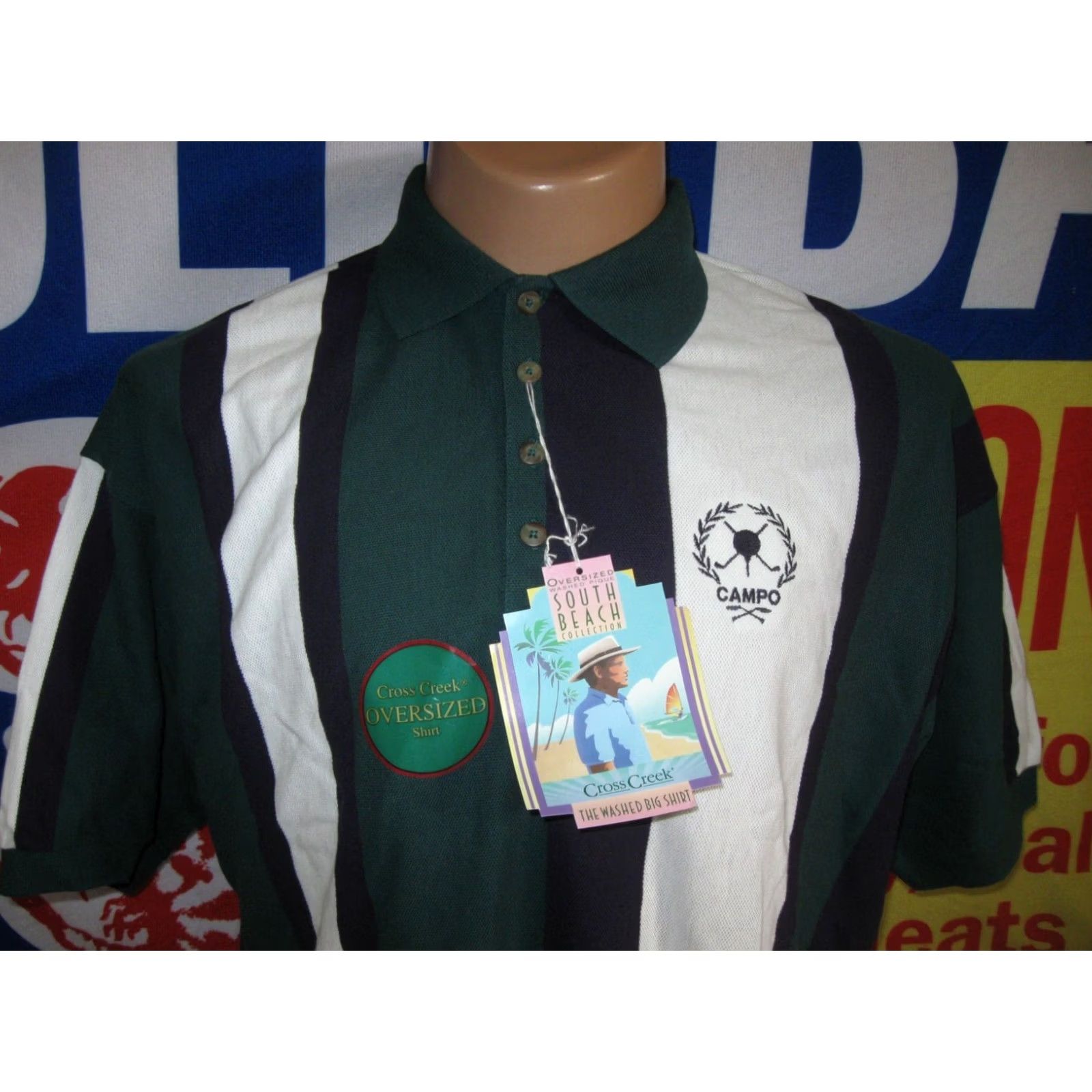 Vintage Cross Creek Campo Golf Polo Shirt - Shirt - Mens Large - Green - Embroidered Col = Polo - Golf - South Beach Collection Size US L / EU 52-54 / 3 - 3 Thumbnail