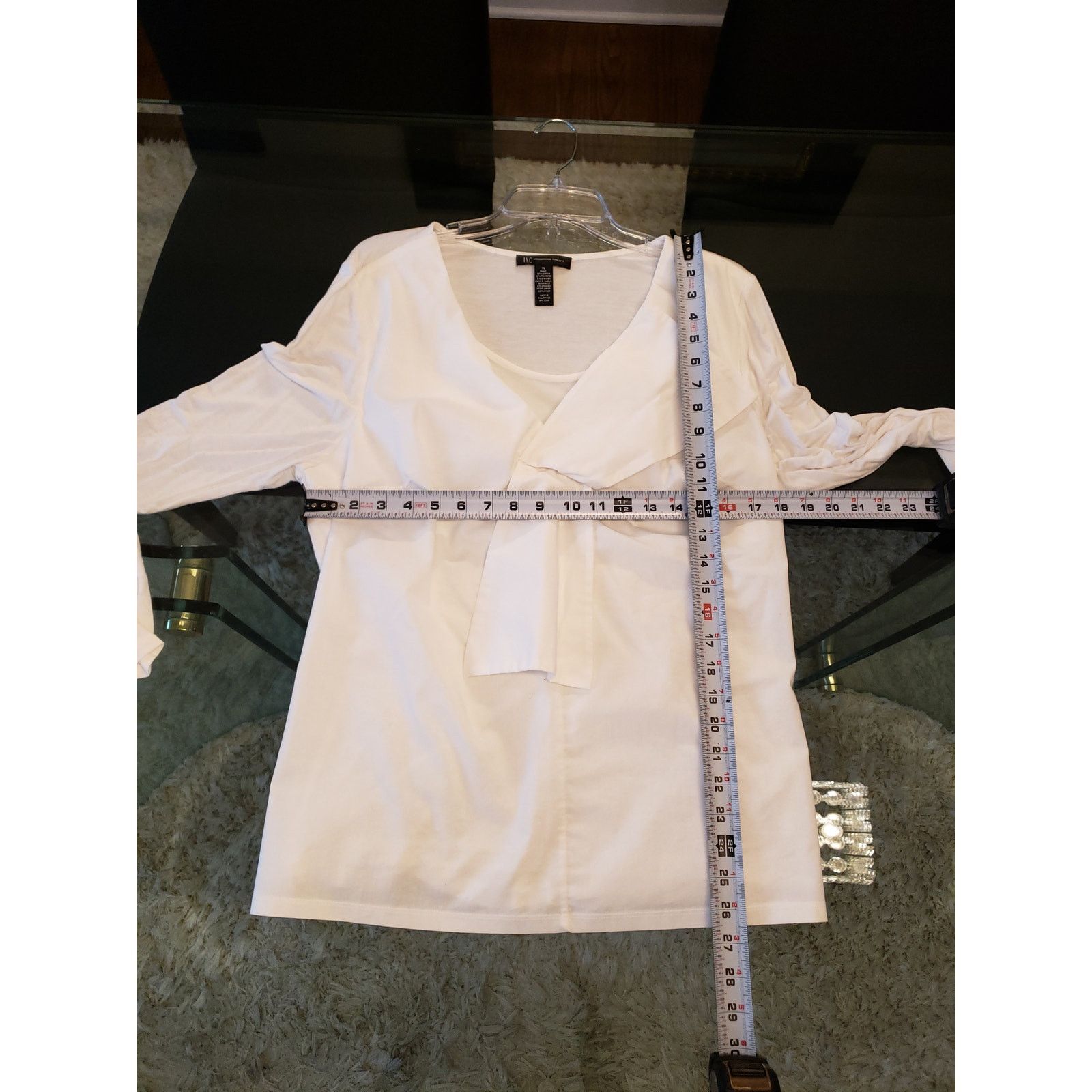 The Unbranded Brand INC International Concepts Top Womens XL White Draped V Neck Size XL / US 12-14 / IT 48-50 - 9 Thumbnail