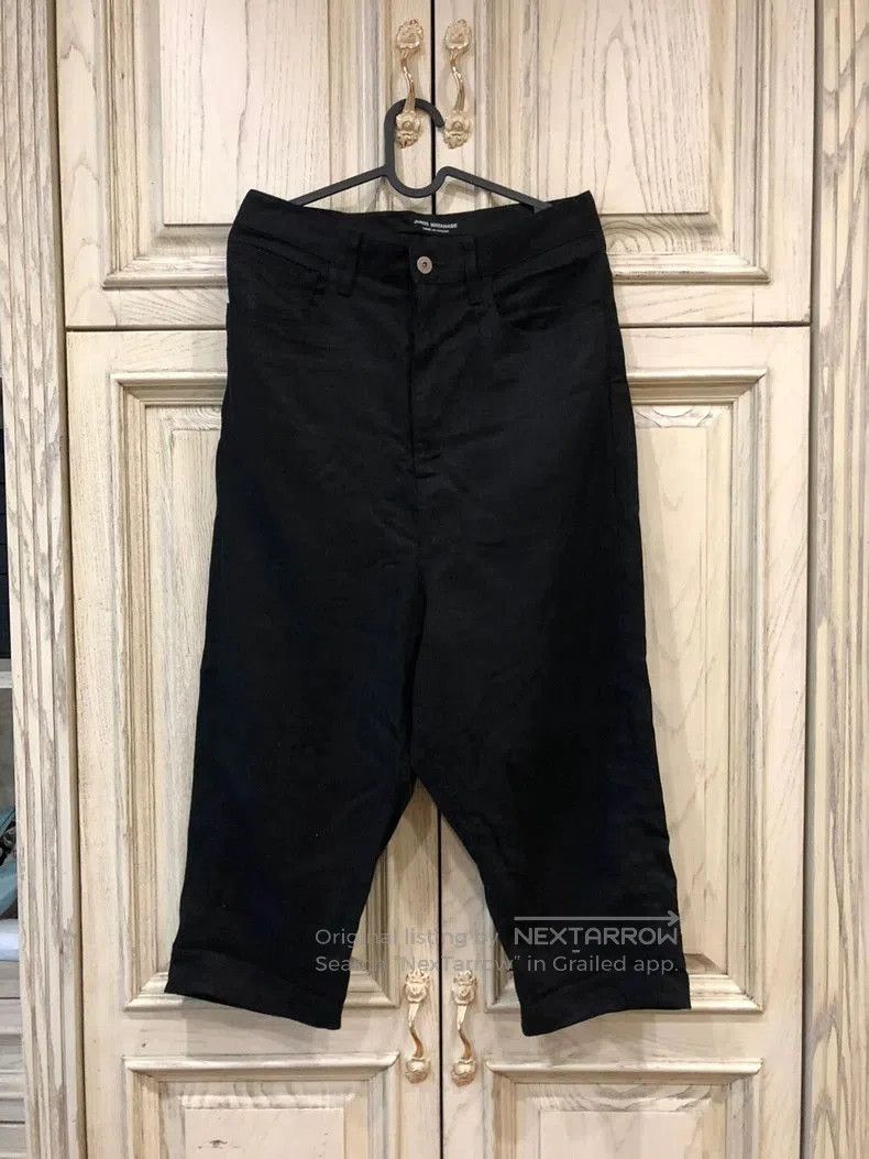 Junya Watanabe Junya Watanabe Black Cotton Linen Drop-Crotch Pants. Size US 26 / EU 42 - 1 Thumbnail