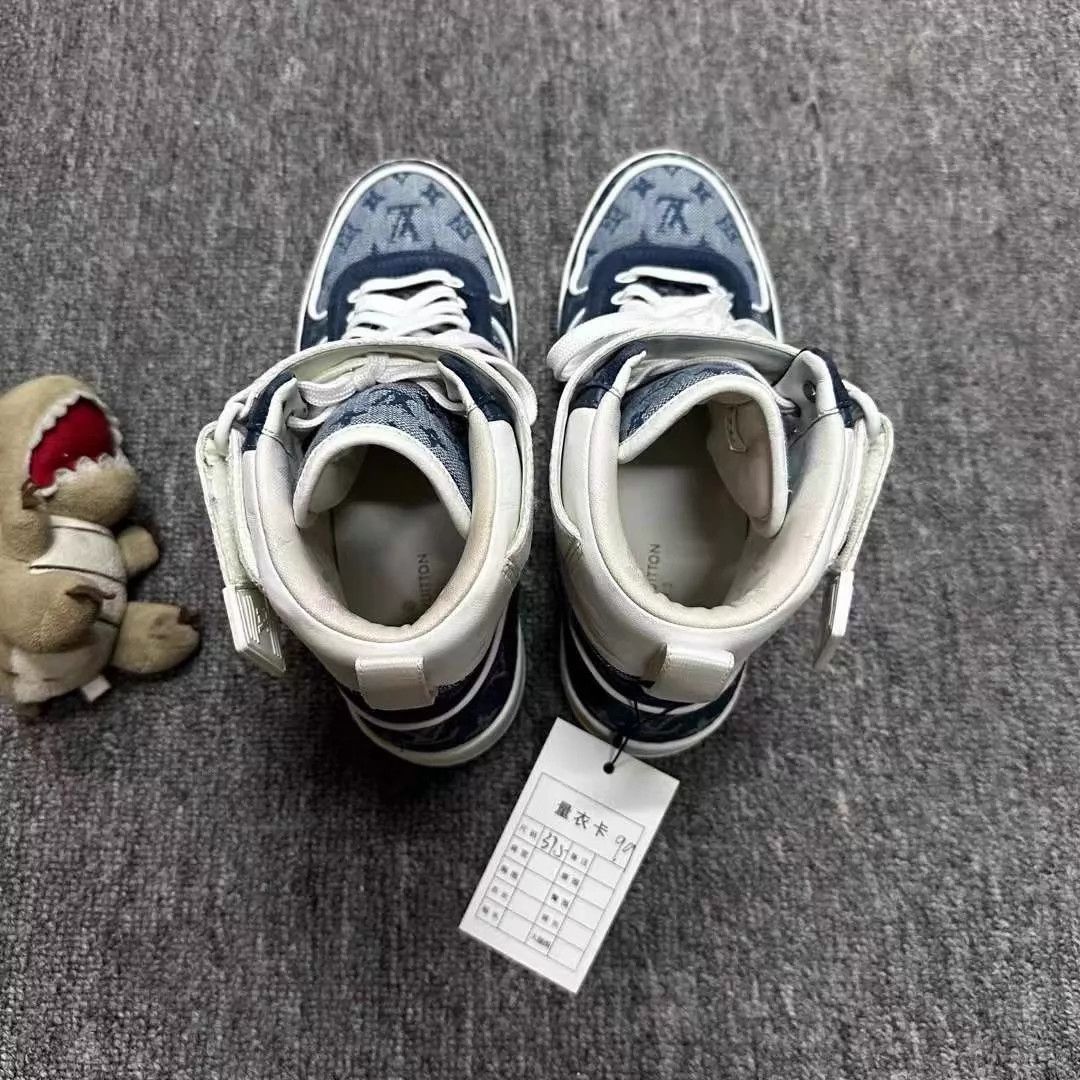 Louis Vuitton LV Denim Monogram High-Top Sneaker 37.5 99 New Size US 7 / IT 37 - 5 Thumbnail