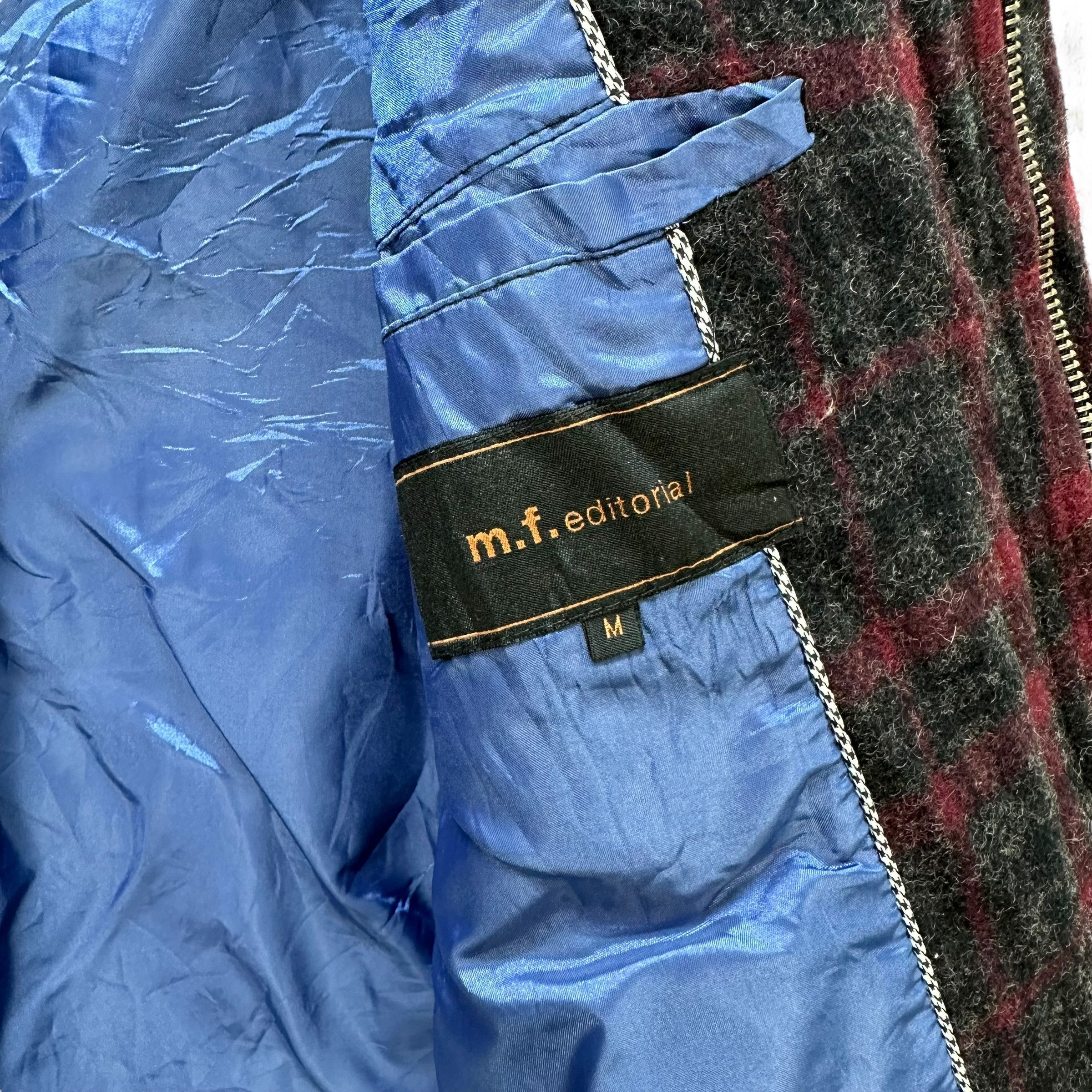 Japanese Brand MF EDITORIAL Red Checked Tartan Turtleneck Jacket #A40-0919 Size M / US 6-8 / IT 42-44 - 8 Thumbnail