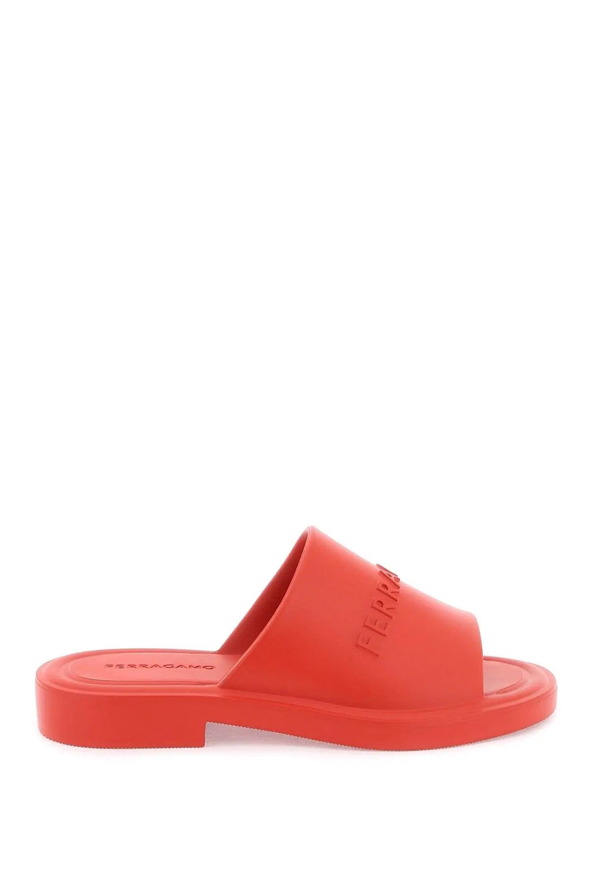 image of Salvatore Ferragamo O1S22I1N0224 Debossed Logo Rubber Mule Shoess In Red Shoes, Men's (Size 8)