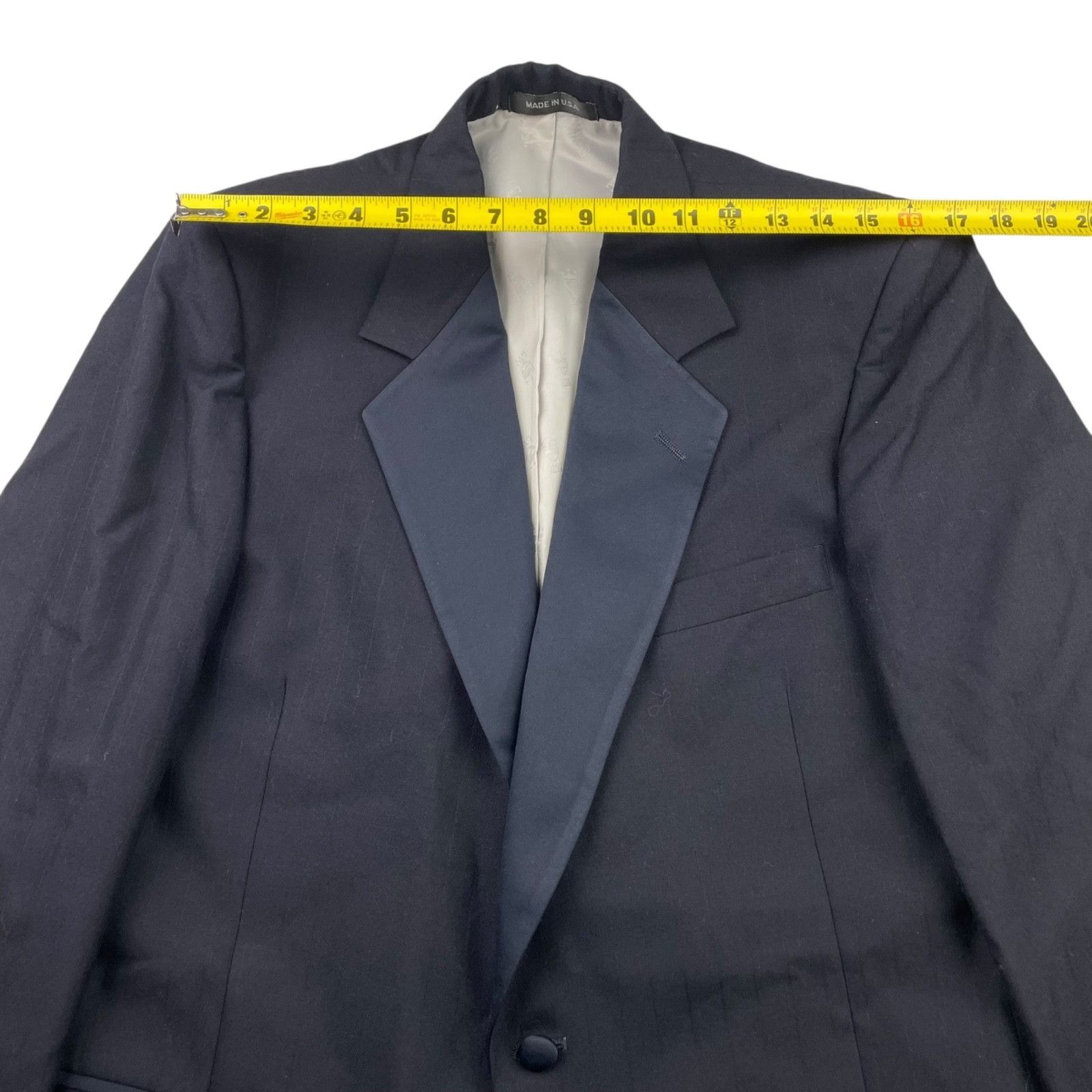 Other VTG Lord West Men's Satin Lapel 1-Button Tuxedo Suit Navy • Size 42R - 9 Thumbnail