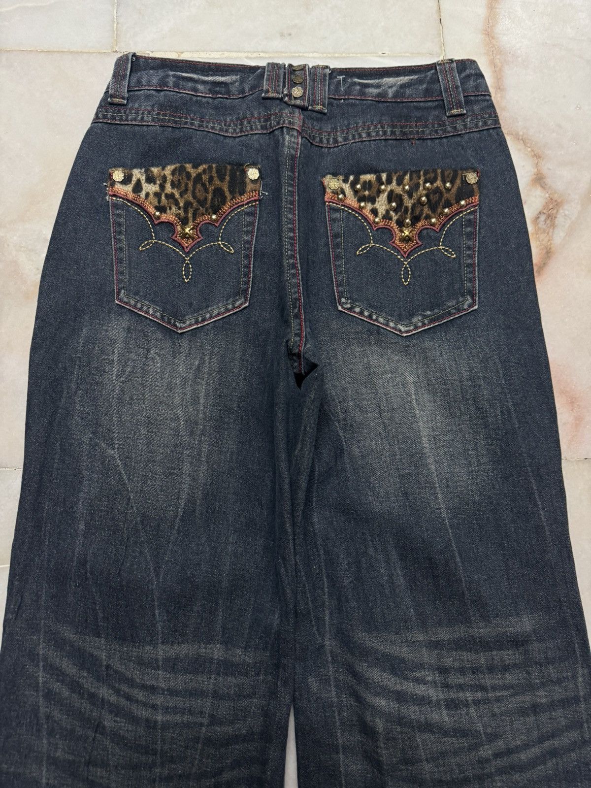 Tornado Mart BAGGY FLARE LEOPARD STUDDED ROMWE MUDMAX SICK BOOTCUT Size US 28 / EU 44 - 12 Thumbnail