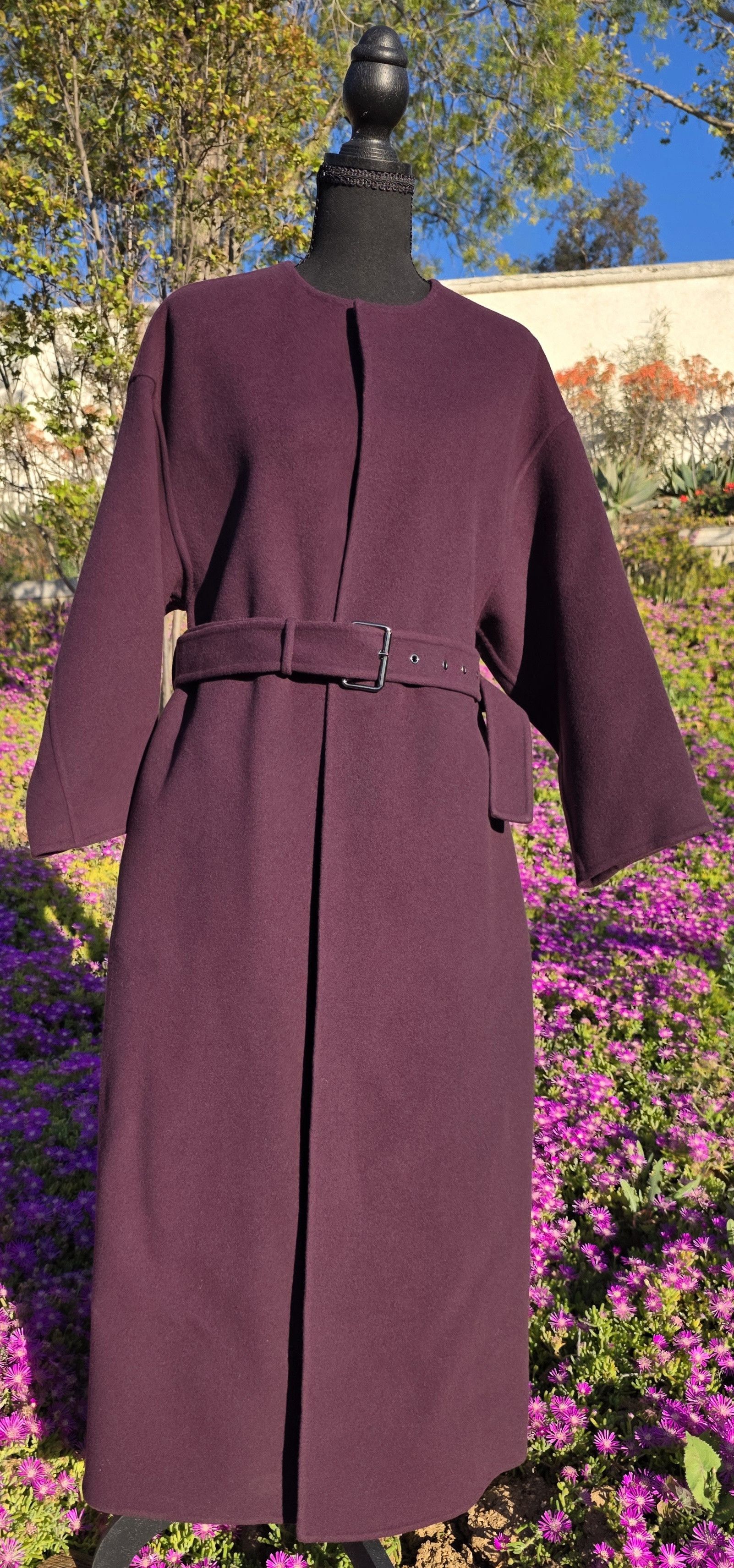 Dior Christian Dior Double Faced Belted Coat Bordeaux FR 36/US 4 Size XS / US 0-2 / IT 36-38 - 3 Thumbnail