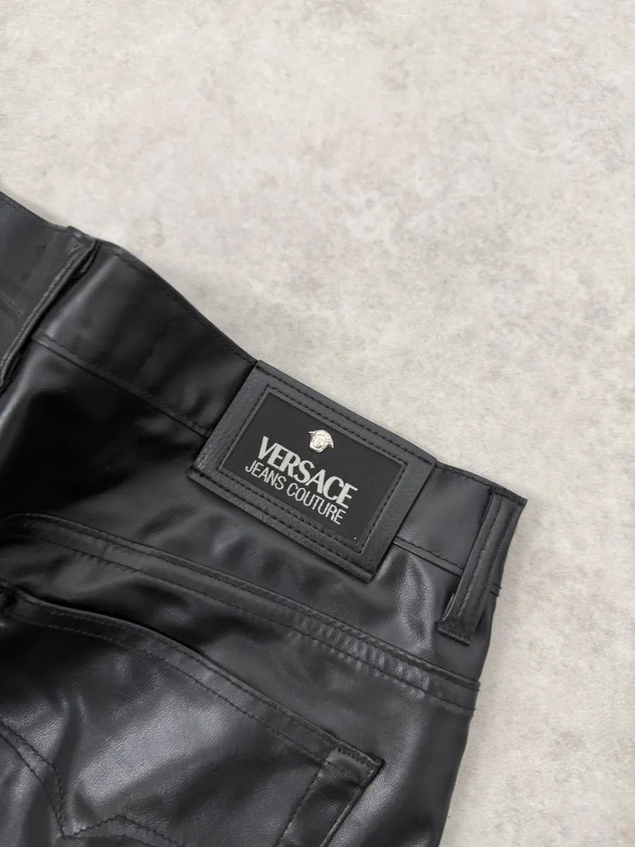 Versace 2000s Versace Black Cozy Faux Leather Pants Size US 32 / EU 48 - 6 Thumbnail