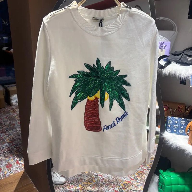 Fendi Fendi Spring Fall White Cotton Women's Sweatshirt 0089 Size M / US 6-8 / IT 42-44 - 1 Thumbnail