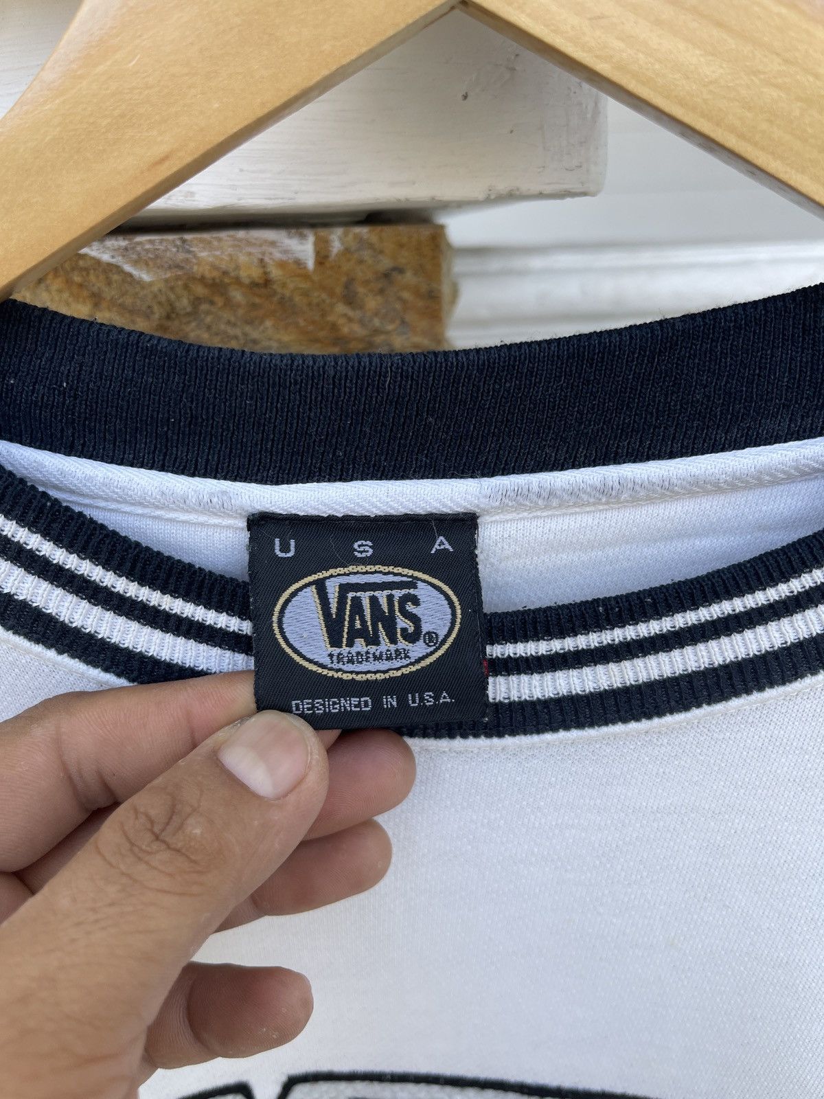 Vans × Vintage Last Drop🔥Vtg VANS Big Spellout Embroidered Logo Sweatshirt Size US L / EU 52-54 / 3 - 6 Thumbnail