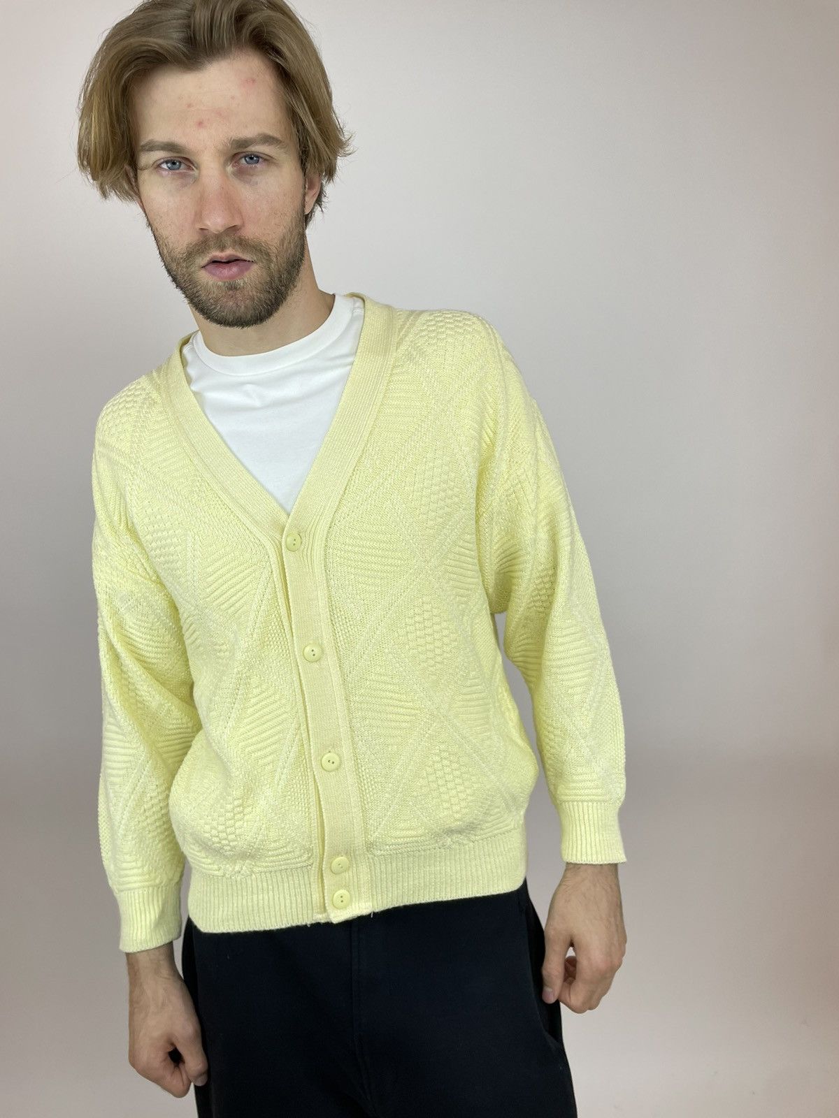 Angelo Litrico Angelo Litrico Cardigan vintage Yellow Knit Mens size L Size US M / EU 48-50 / 2 - 6 Thumbnail