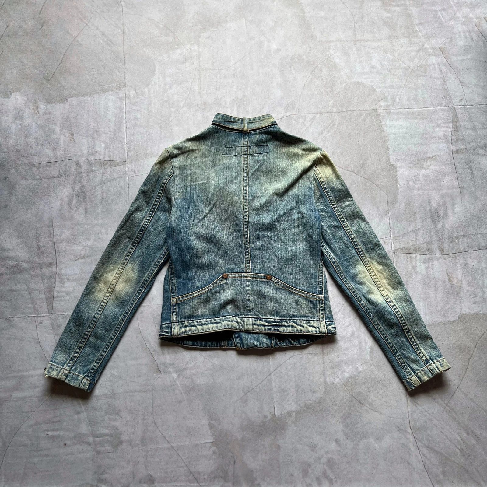 Hysteric Glamour 00s Japan Cropped bomber Denim Biker Jacket Side zip Y2K Size M / US 6-8 / IT 42-44 - 14 Thumbnail