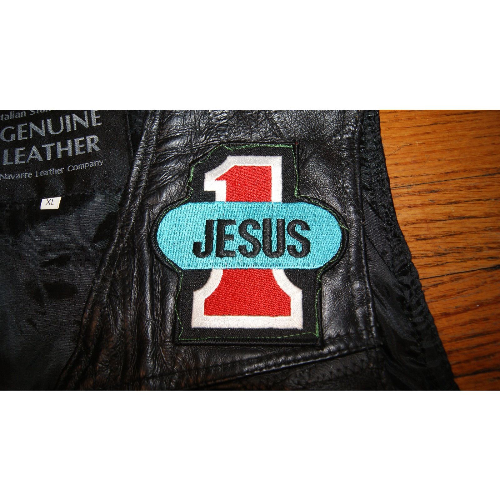 Vintage Genuine Leather Vest XL Navarre Leather Comp. Jesus Patches Size US XL / EU 56 / 4 - 4 Thumbnail