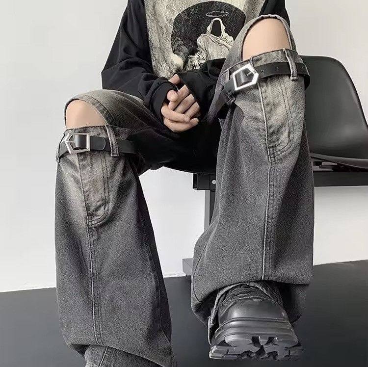 Japanese Brand Denim with Strap Buckle Details – Streetwear Utility Jeans Size US 29 - 4 Thumbnail