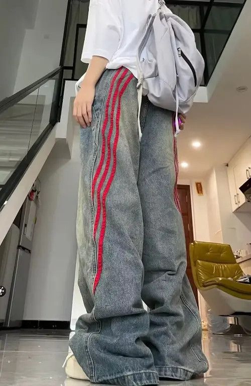 Japanese Brand Kimijima x Kumi Striped Quilted Distressed Jean Size US 29 - 7 Thumbnail