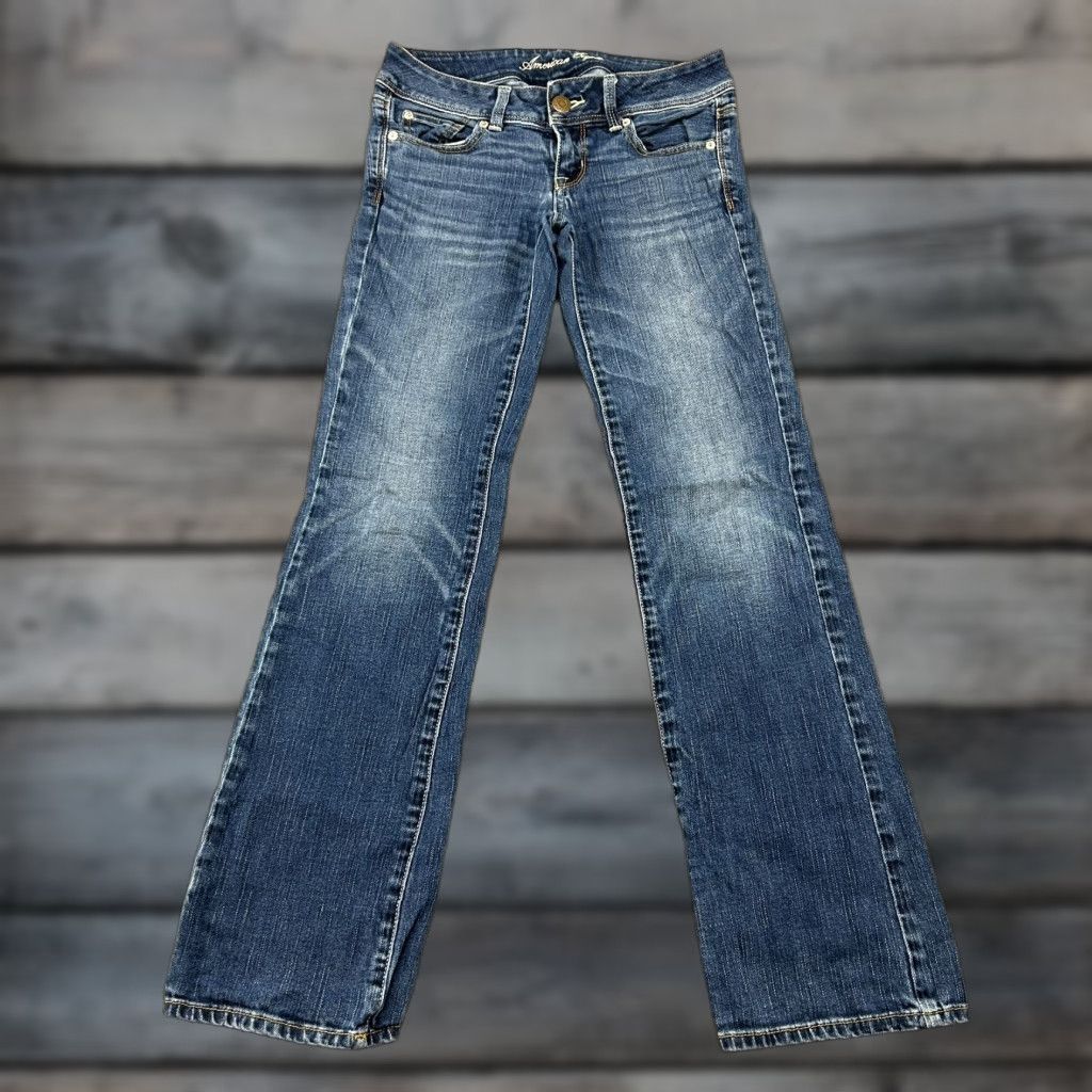 American Eagle Outfitters American Eagle Outfitters Jeans Womens 0 Blue Slim Bootcut Distressed Stretch Denim 5-Pocket 32 Inseam Regular Inseam Size 30" / US 8 / IT 44 - 1 Thumbnail