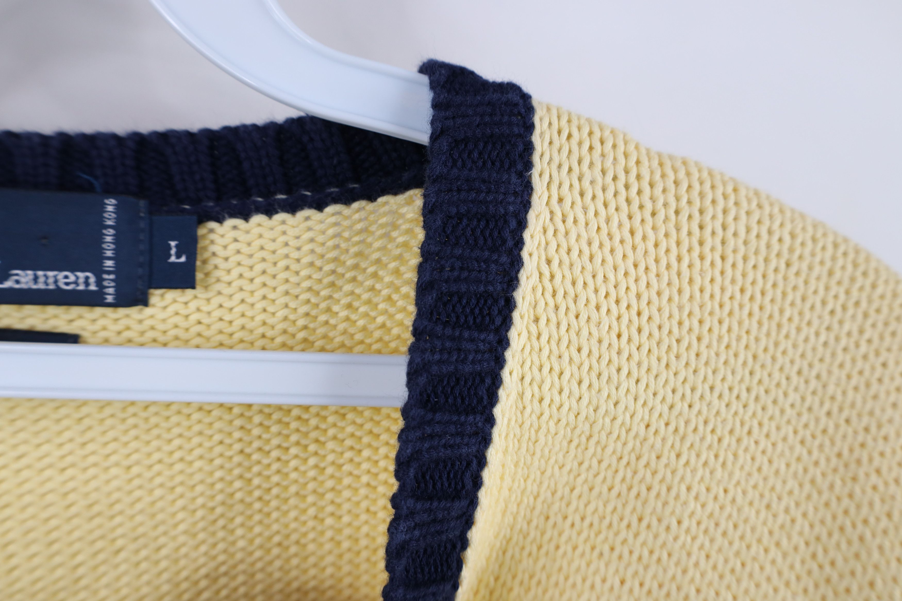 Ralph Lauren × Vintage Vintage 90s Ralph Lauren Knit V-Neck Sweater Vest Yellow Size US L / EU 52-54 / 3 - 9 Thumbnail