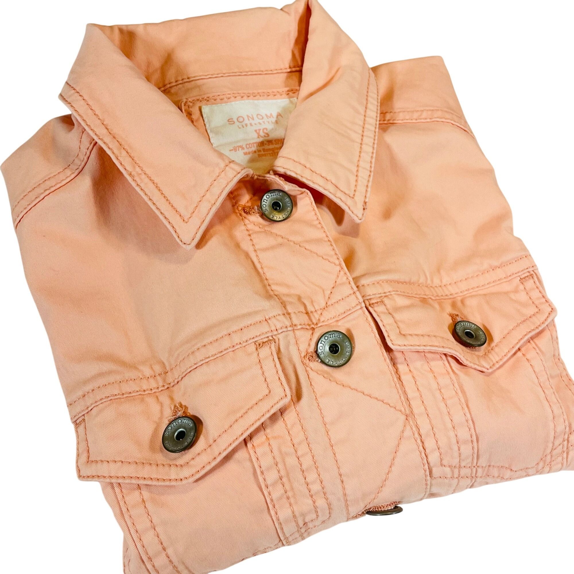 Sonoma Sonoma Peach Denim Jacket XS Women's Button-Up with Stretch Size XS / US 0-2 / IT 36-38 - 7 Thumbnail