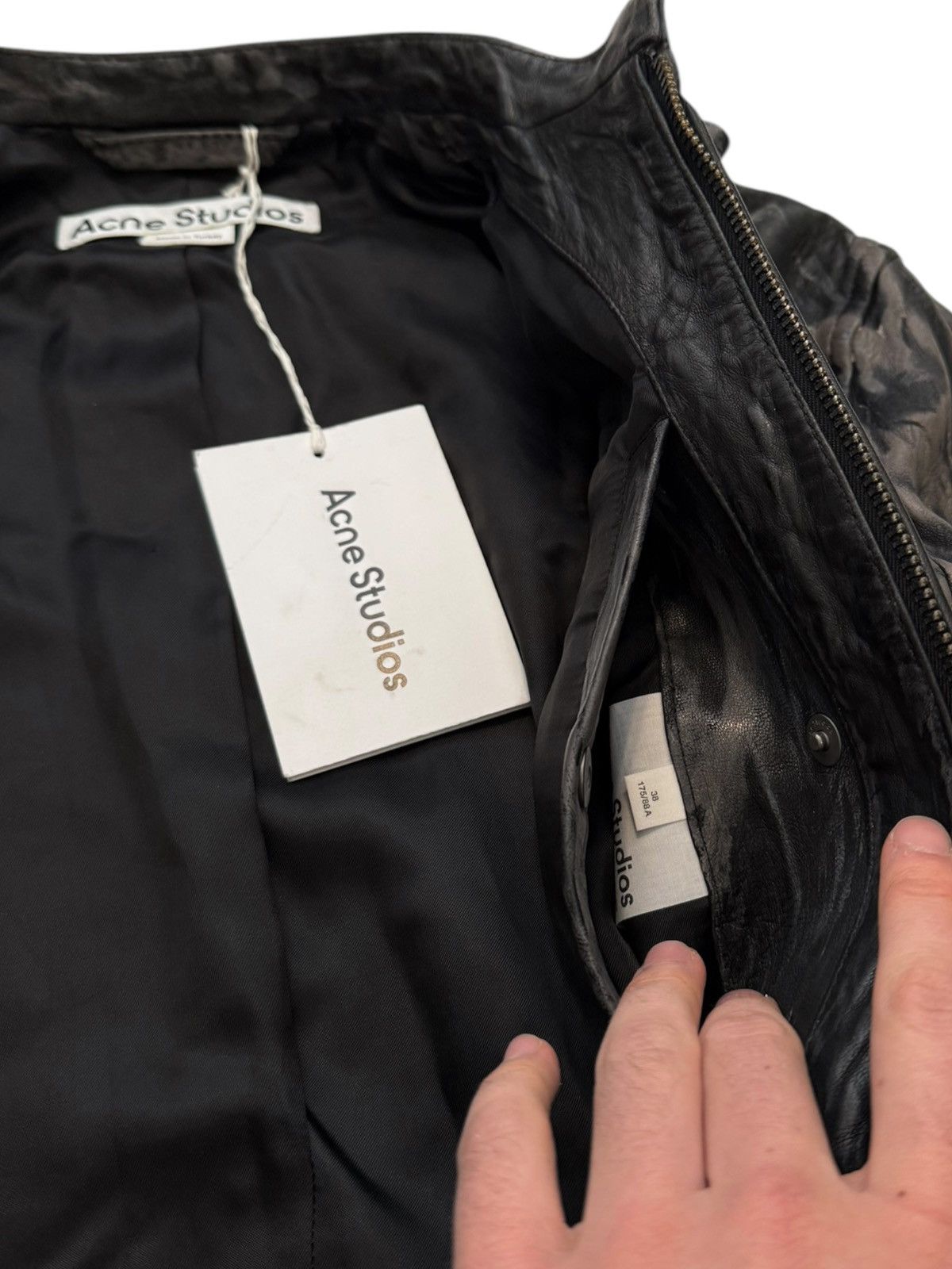 Acne Studios Creased Wrinkle Dye Lambskin Leather Cafe Jacket Size XS / US 0-2 / IT 36-38 - 11 Thumbnail