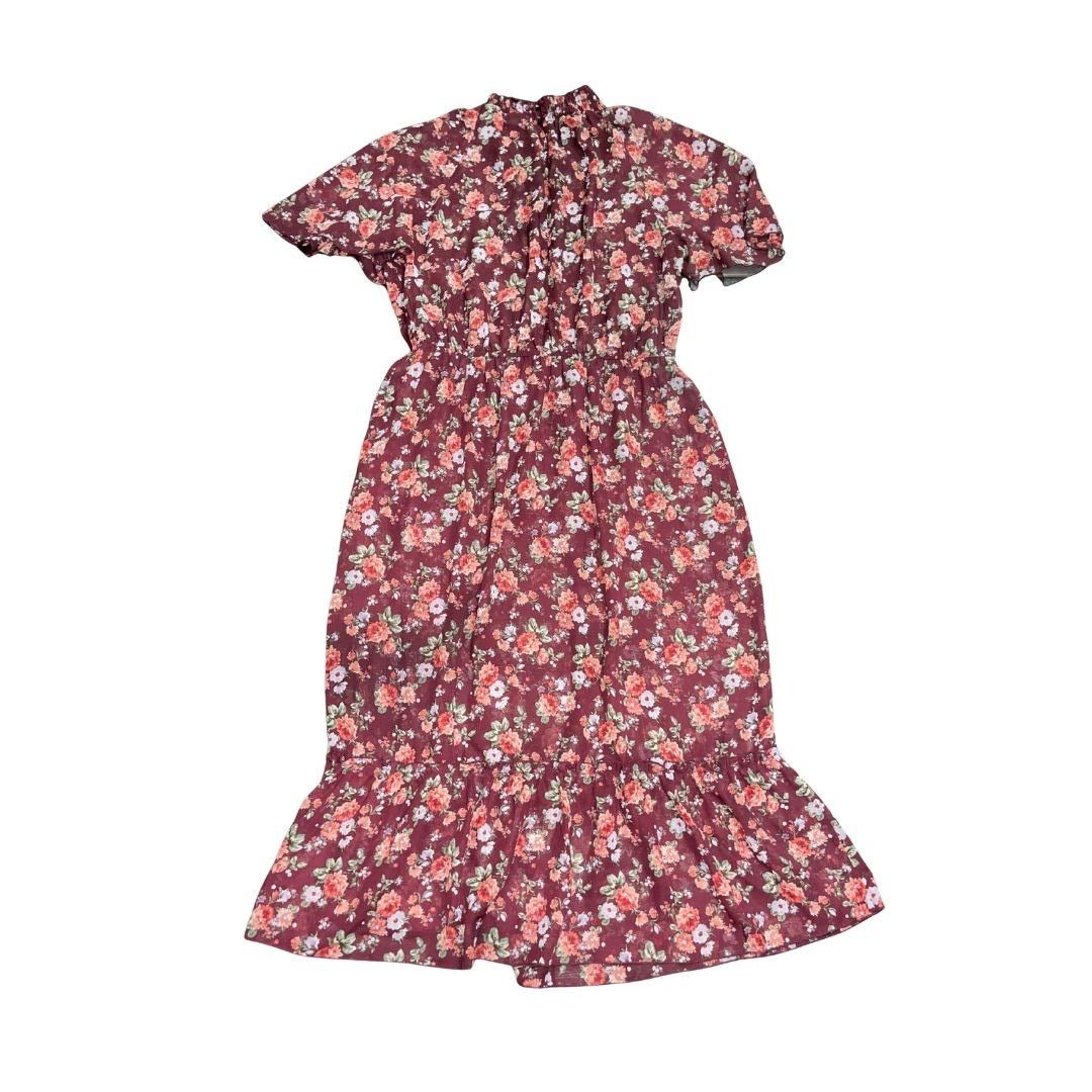 Other Stella & Julie Burgundy Floral Midi Dress Plus 14 elastic Size XL / US 12-14 / IT 48-50 - 2 Thumbnail