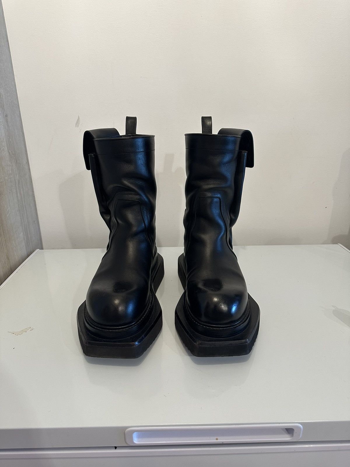 image of Rick Owens Fogpocket Cyclops Leather Boots in Black, Men's (Size 9)