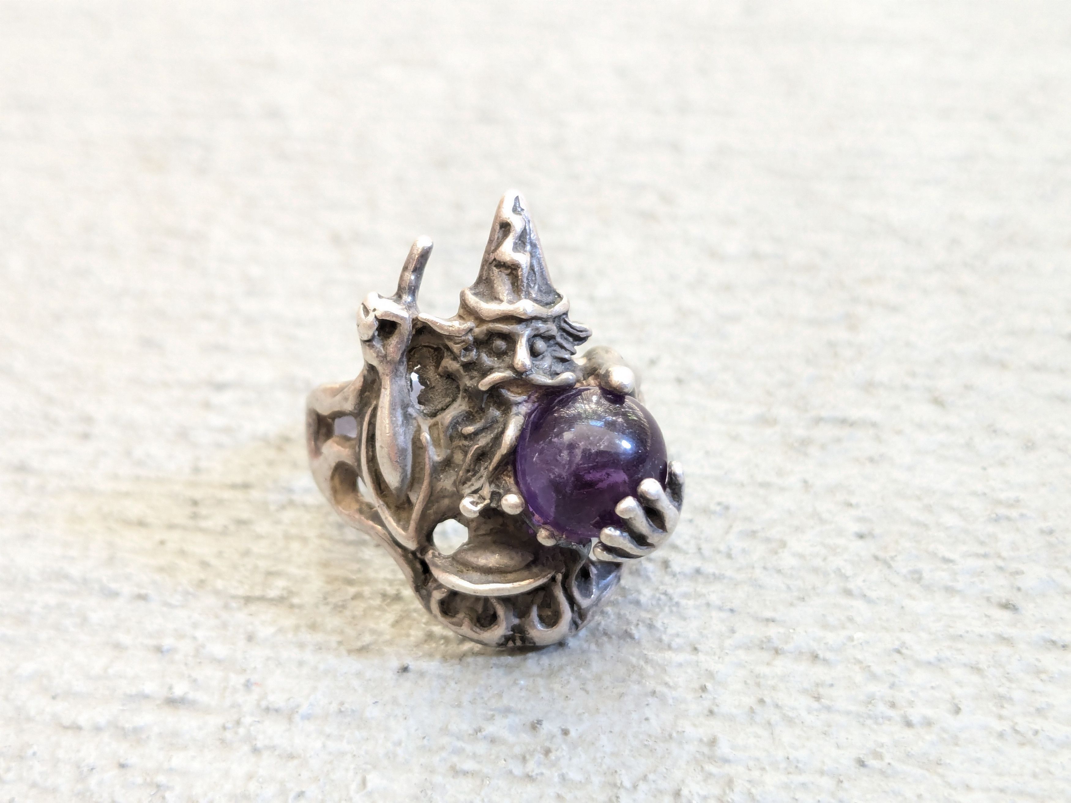 Jewelry × Sterling Silver Sterling Silver Ring Wizard Purple Amethyst Orb Sphere 5.75 Size ONE SIZE - 5 Thumbnail