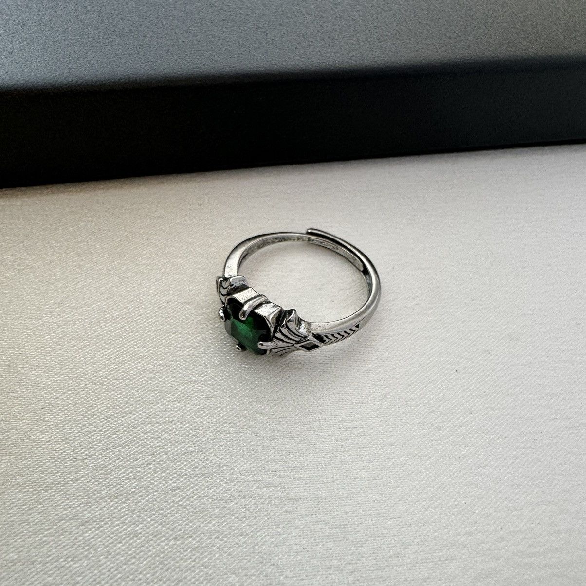Other Adjustable Green Zircon Ring for Men Women Size ONE SIZE - 2 Thumbnail