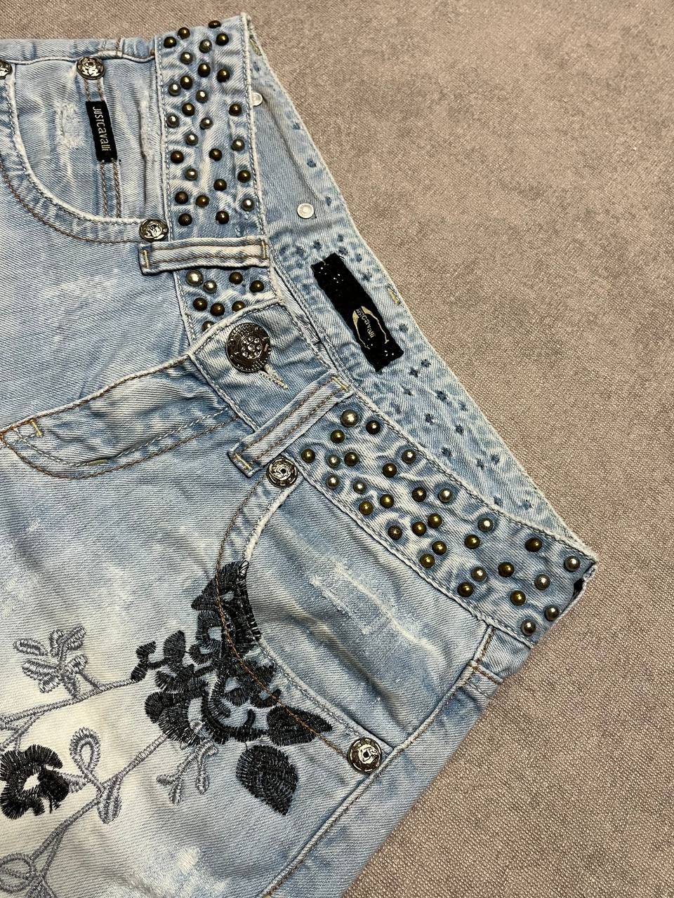 Just Cavalli Roberto Just Cavalli Women`s Short Denim Logo Print Size 26" / US 2 / IT 38 - 6 Thumbnail