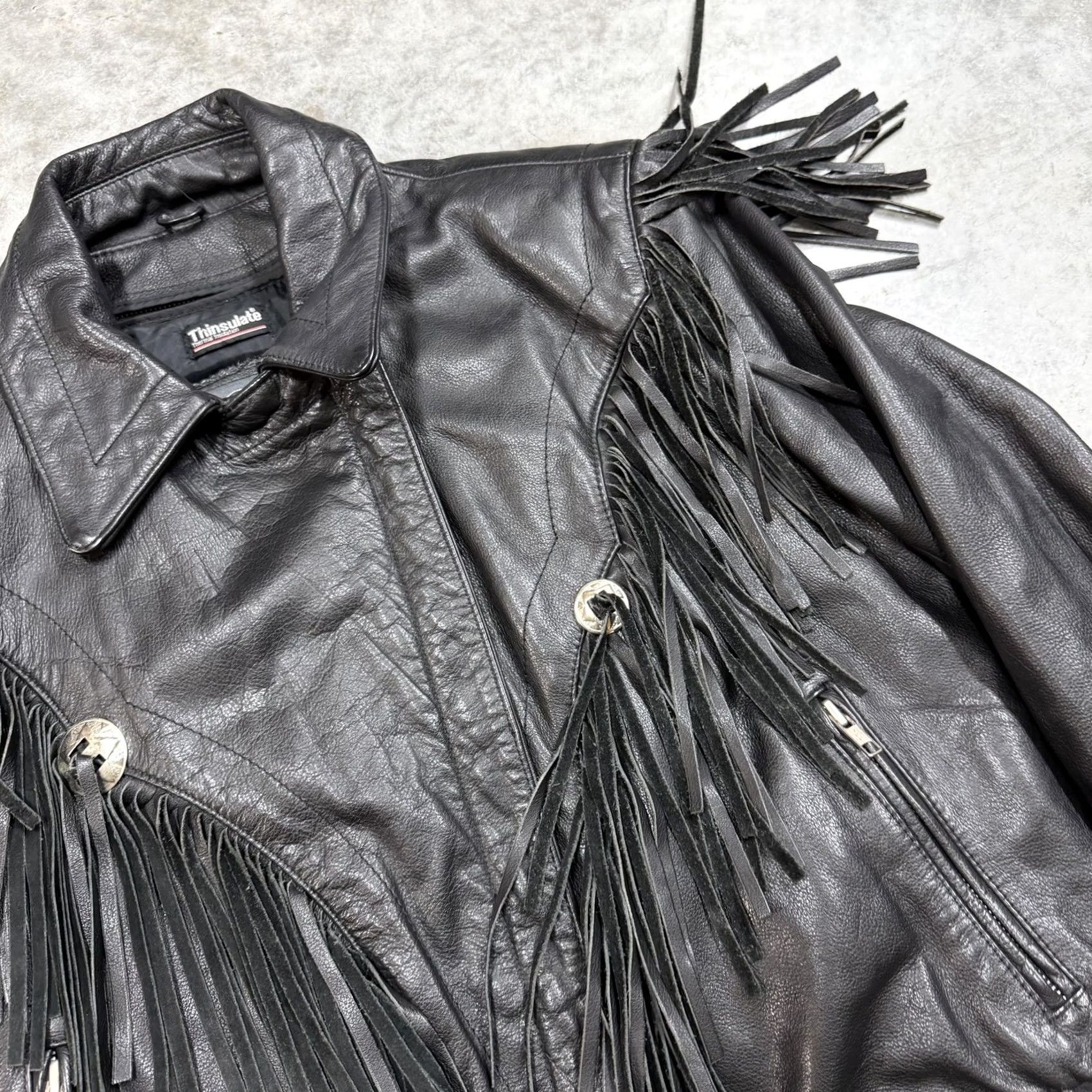 Vintage VINTAGE Street Legal Jacket Womens 10 Black Leather Fringe Motorcycle Western Shirt Size L / US 10 / IT 46 - 3 Thumbnail