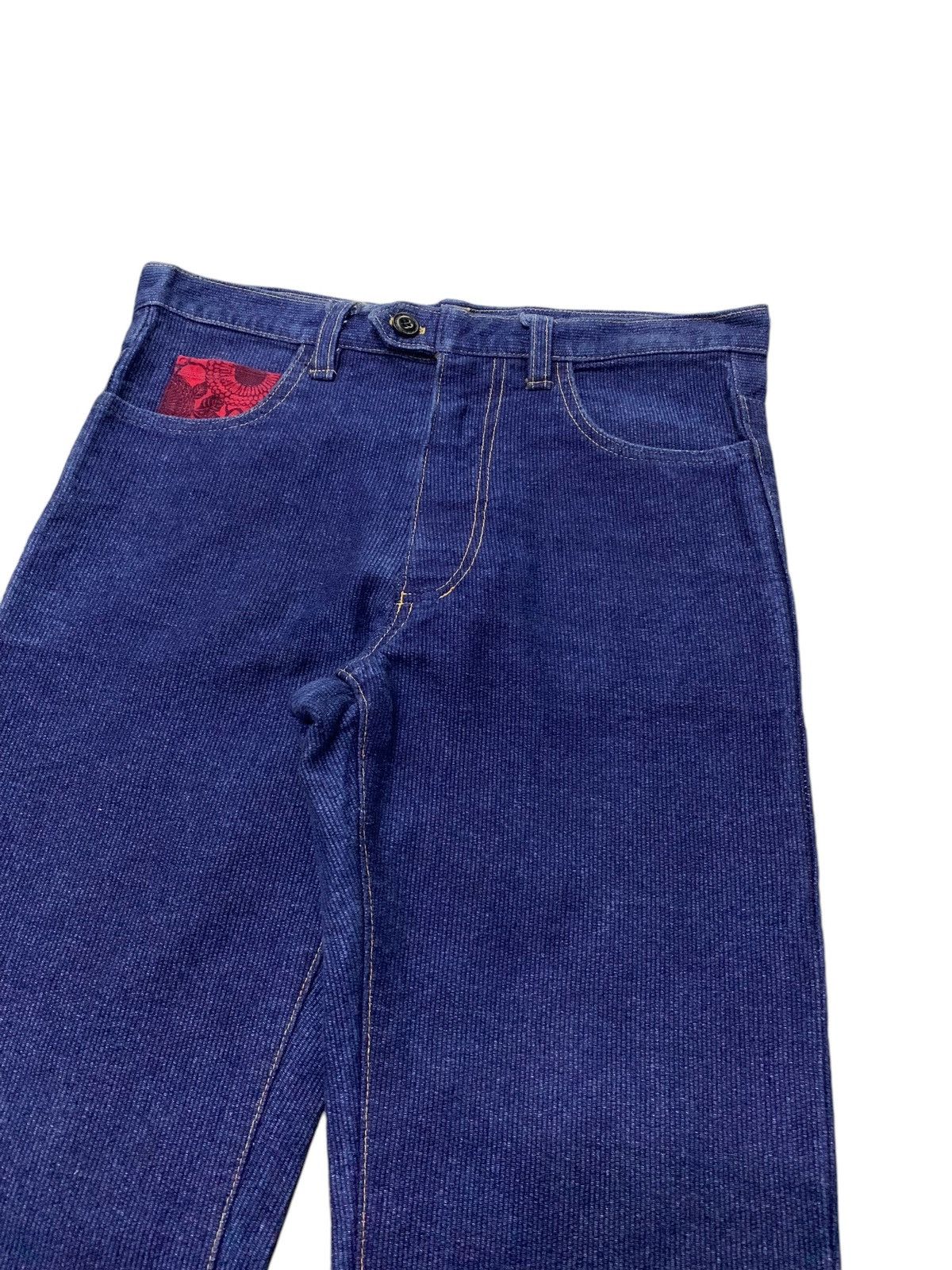 Christian Audigier × Ed Hardy 2000s Rei’s Japan Herringbone Indigo Jeans Evisu Style Size US 32 / EU 48 - 6 Thumbnail