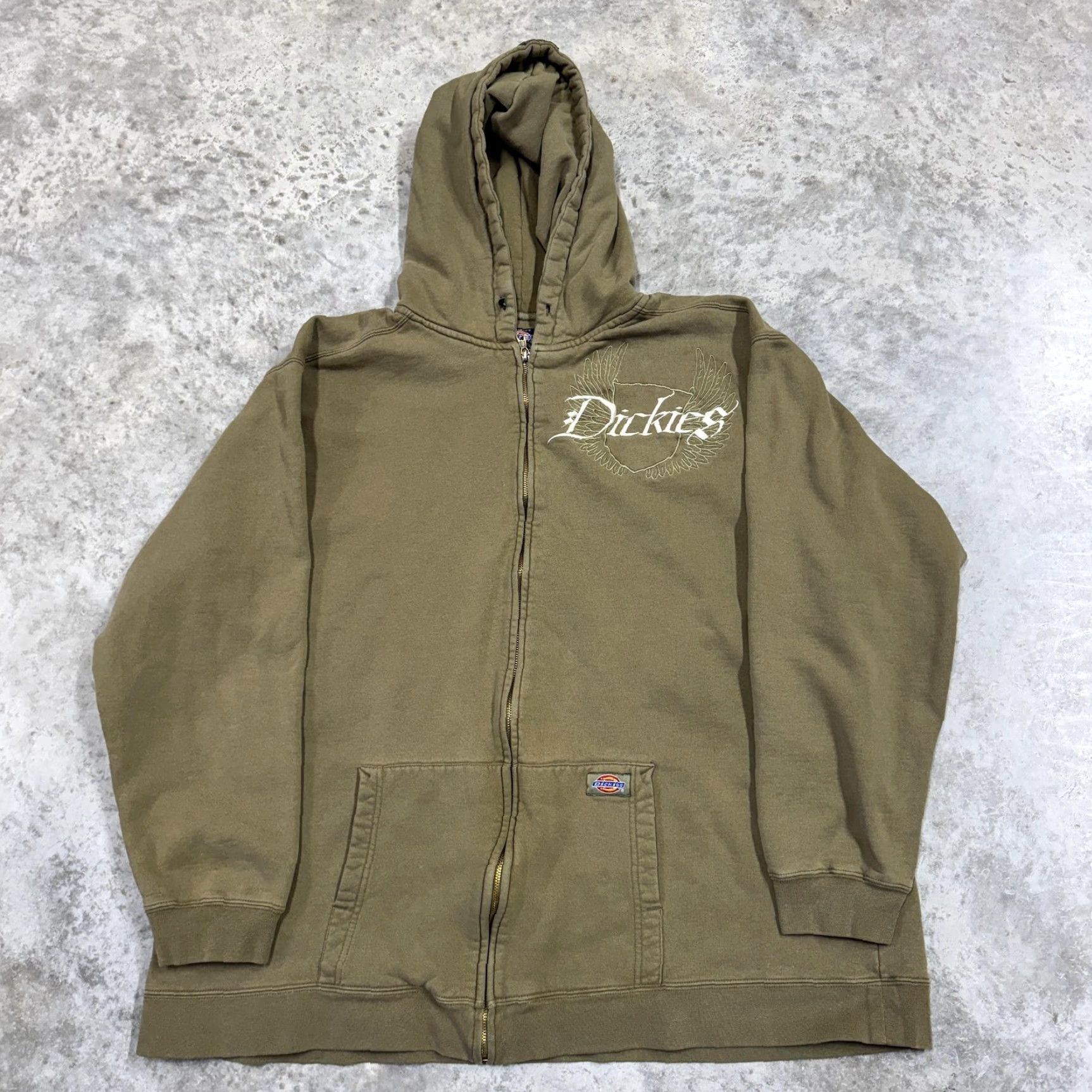 Dickies Dickies Hoodie Mens 2XL Full Zip Green Graphic Print Hooded Pockets Fleece Cotton Polyester Vintage No Size US XXL / EU 58 / 5 - 2 Thumbnail