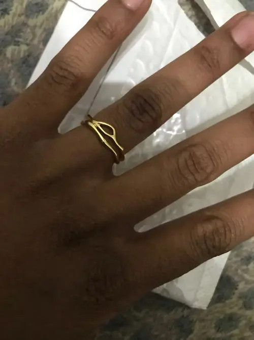 Other Gold Color Irregular Hollow Double Line Adjustable Ring Size ONE SIZE - 4 Thumbnail