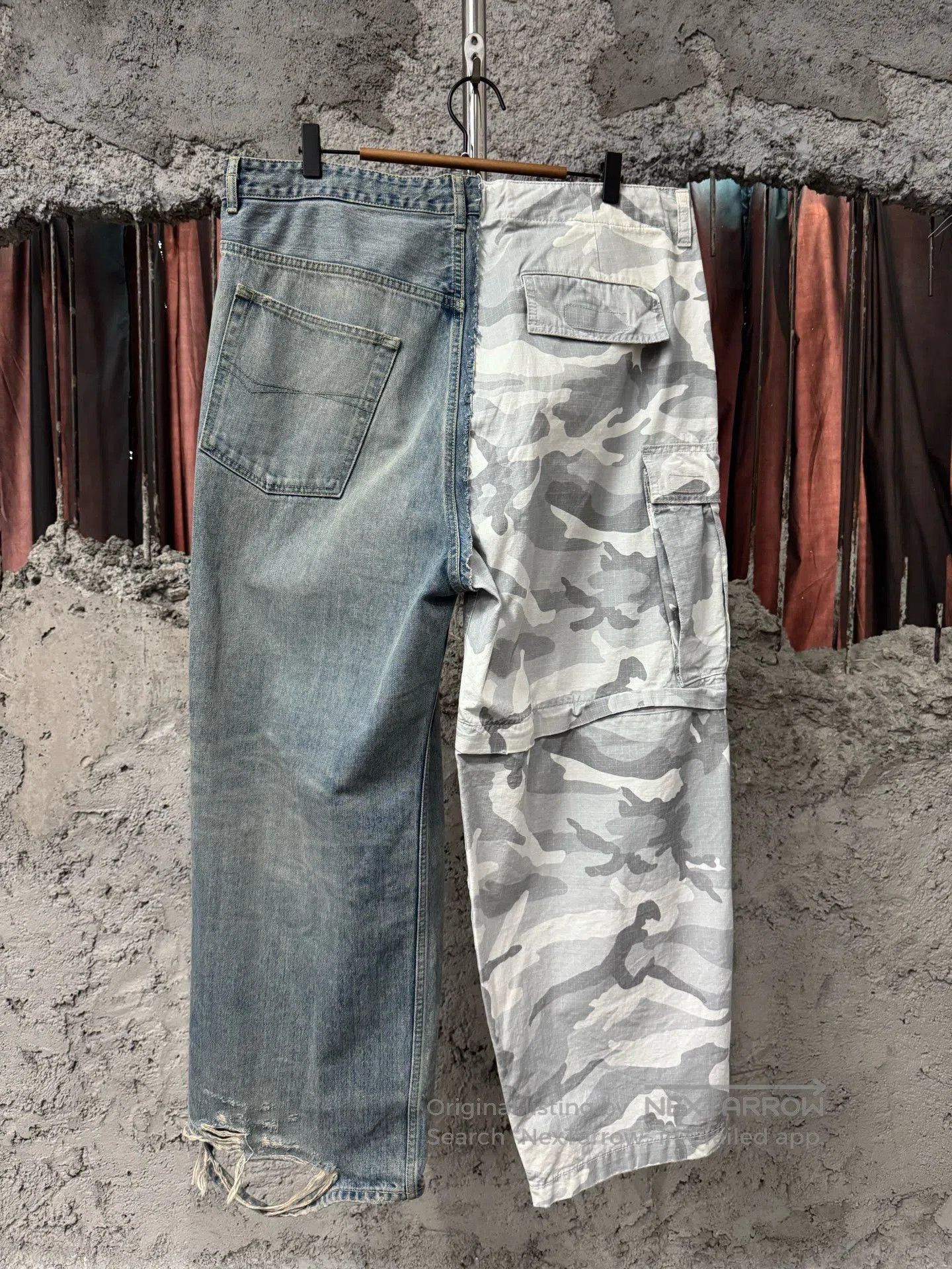 Balenciaga Balenciaga Camo Patchwork Denim Cargo Pants. Size 22" - 2 Thumbnail