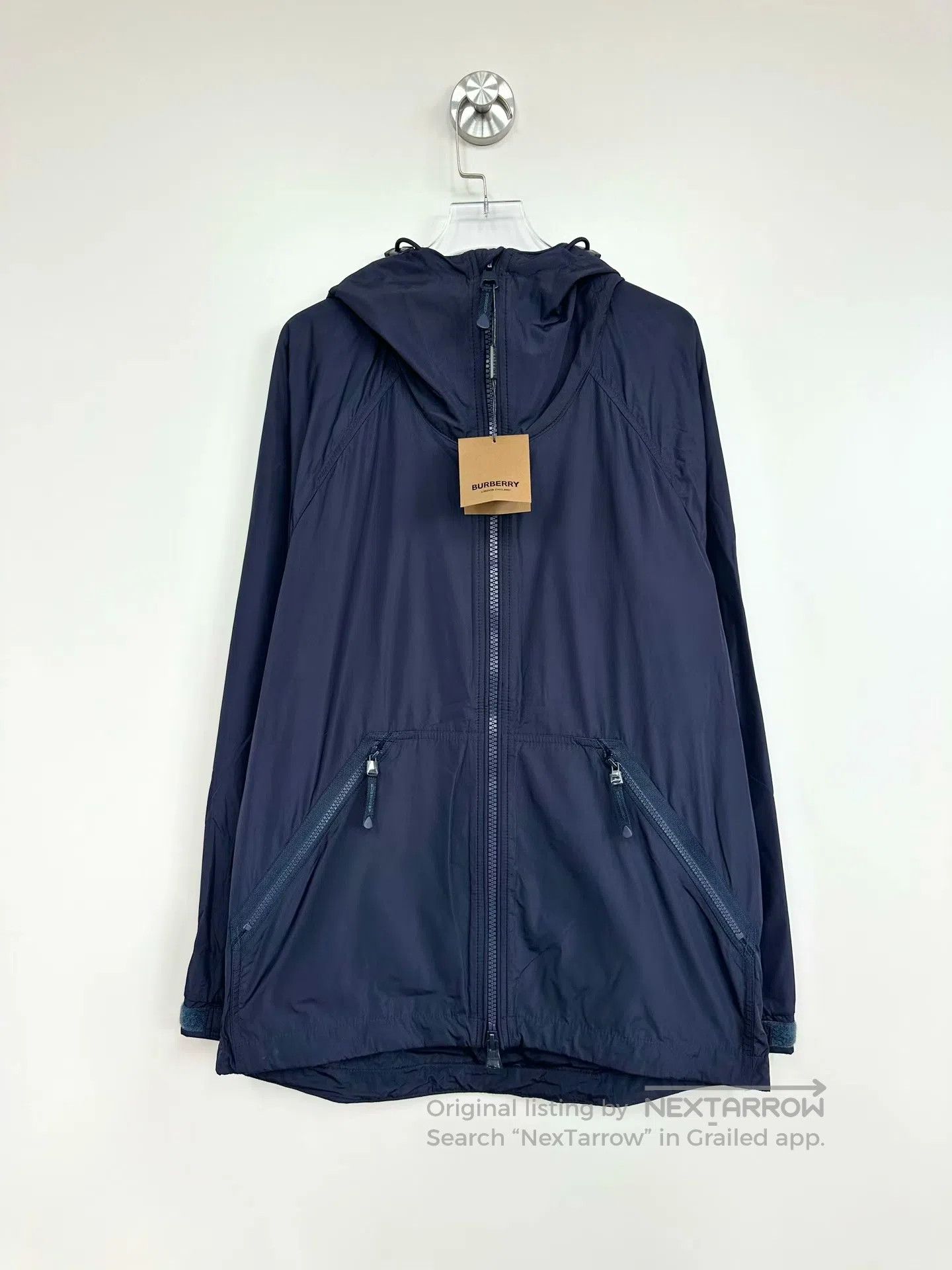 Burberry Burberry Navy Blue Sleeve Logo Zip-Up Windbreaker Jacket| Size XS / US 0-2 / IT 36-38 - 1 Thumbnail