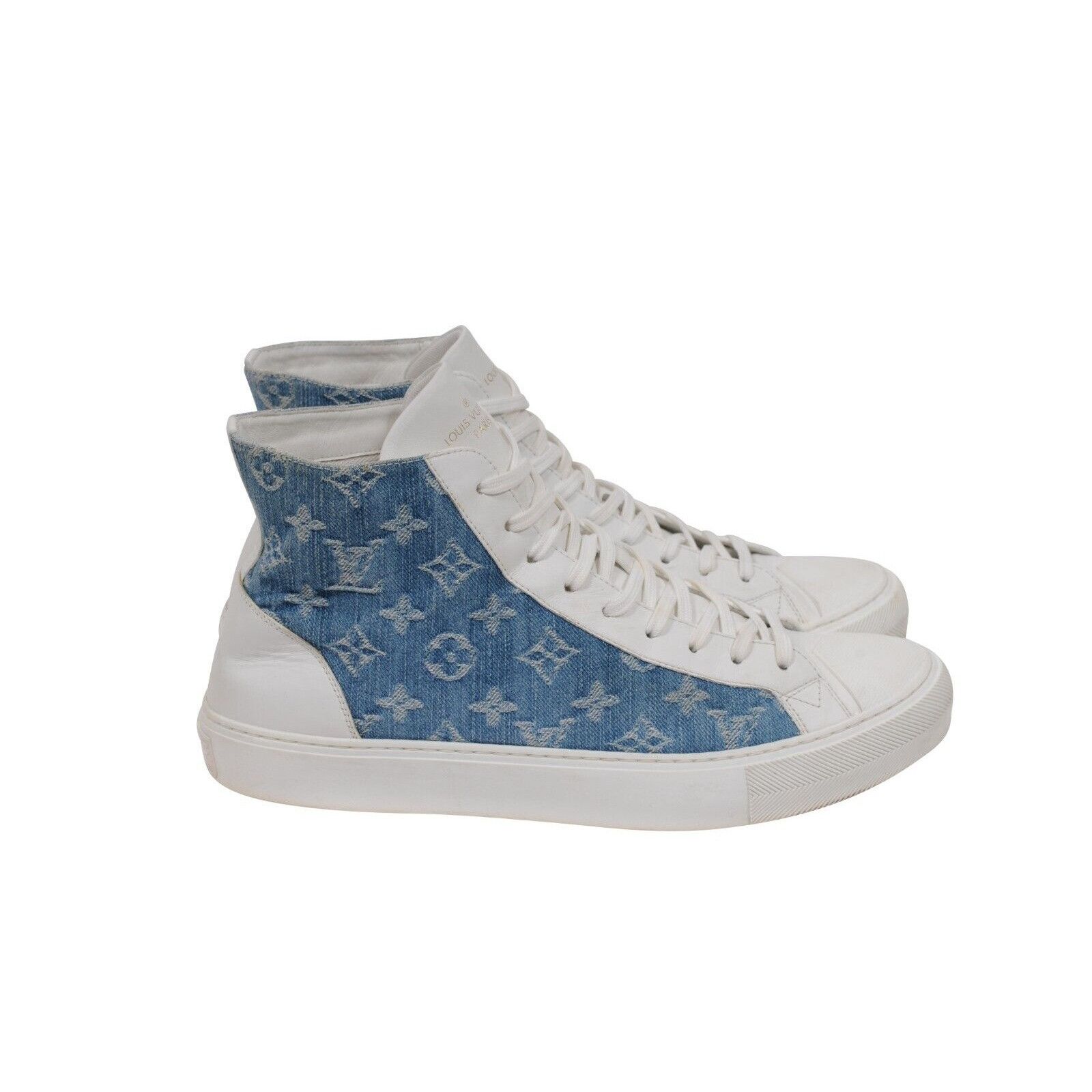 Louis Vuitton White Blue Denim LV Tattoo High Top Sneakers - 01897 Size US 9 / EU 42 - 8 Thumbnail