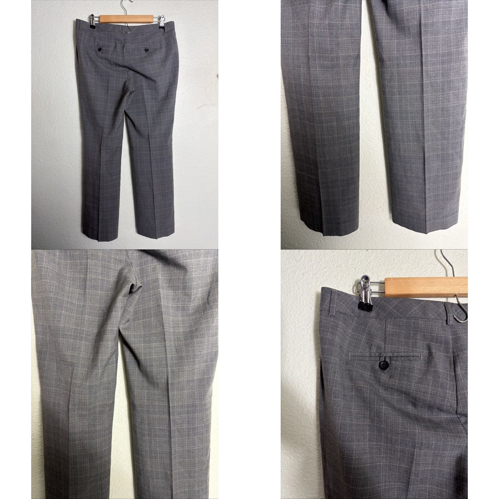 Banana Republic Banana Republic Pants Women 8S Martin-Fit Gray Plaid Cotton Knit Wool Blend Dress Pants Victoria? Size 30" / US 8 / IT 44 - 8 Thumbnail