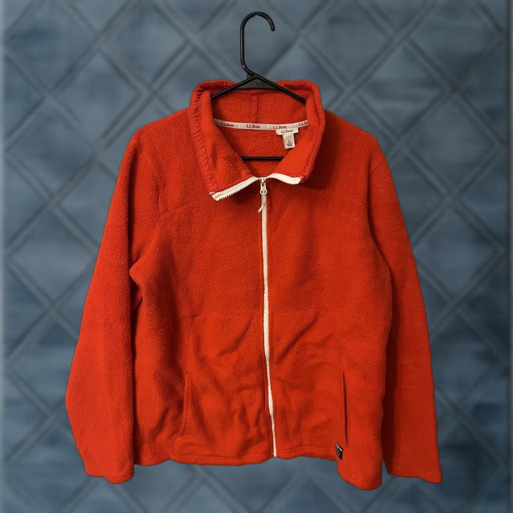 Vintage L.L. Bean Jacket Women Large Red Katahdin Fleece Full Zip Pockets 515104 Size L / US 10 / IT 46 - 1 Thumbnail
