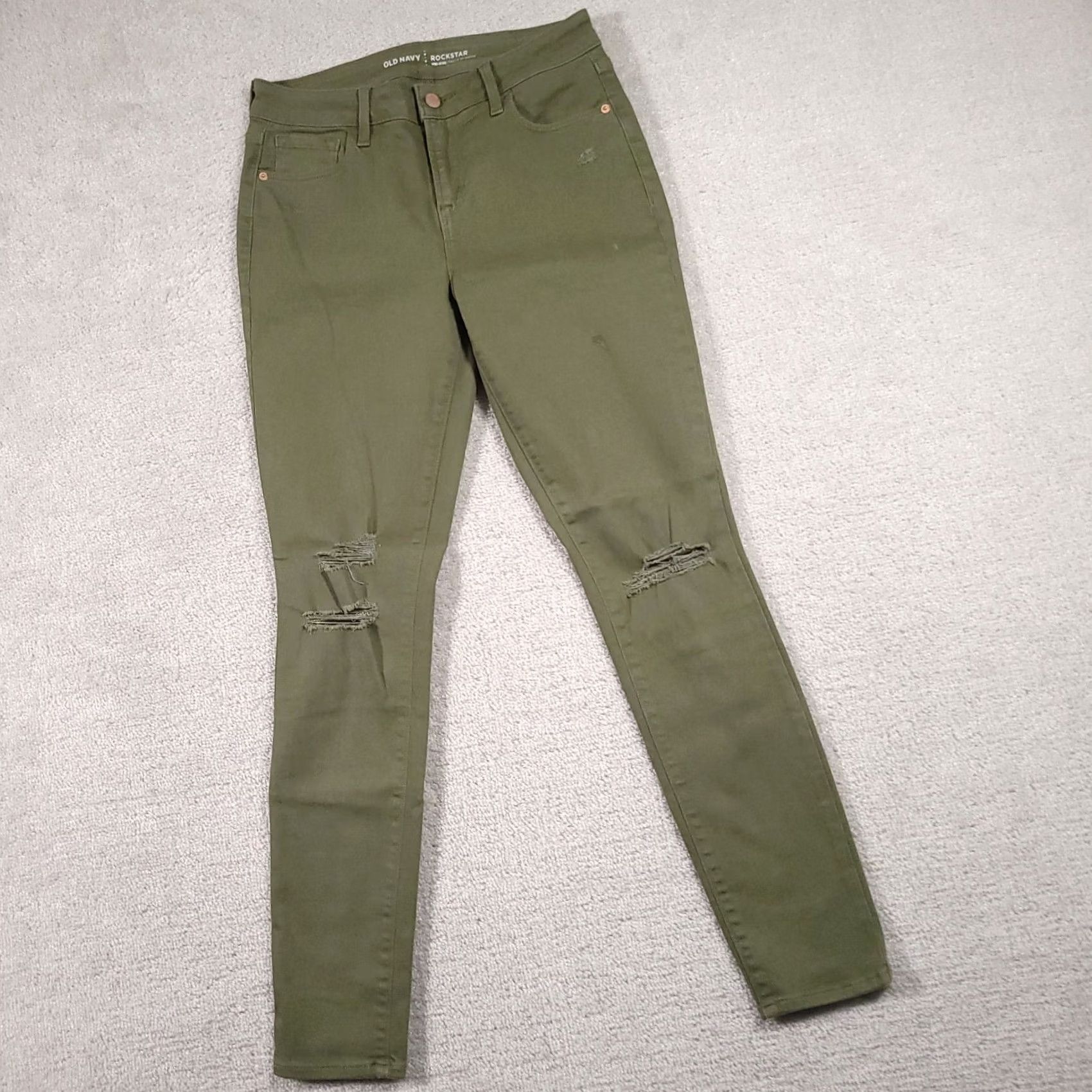 Old Navy Old Navy Rockstar Distressed Skinny Jeans Women 6 Green Mid-Rise Stretch Jeans Women Mens Boys Girls Size 28" / US 6 / IT 42 - 2 Thumbnail