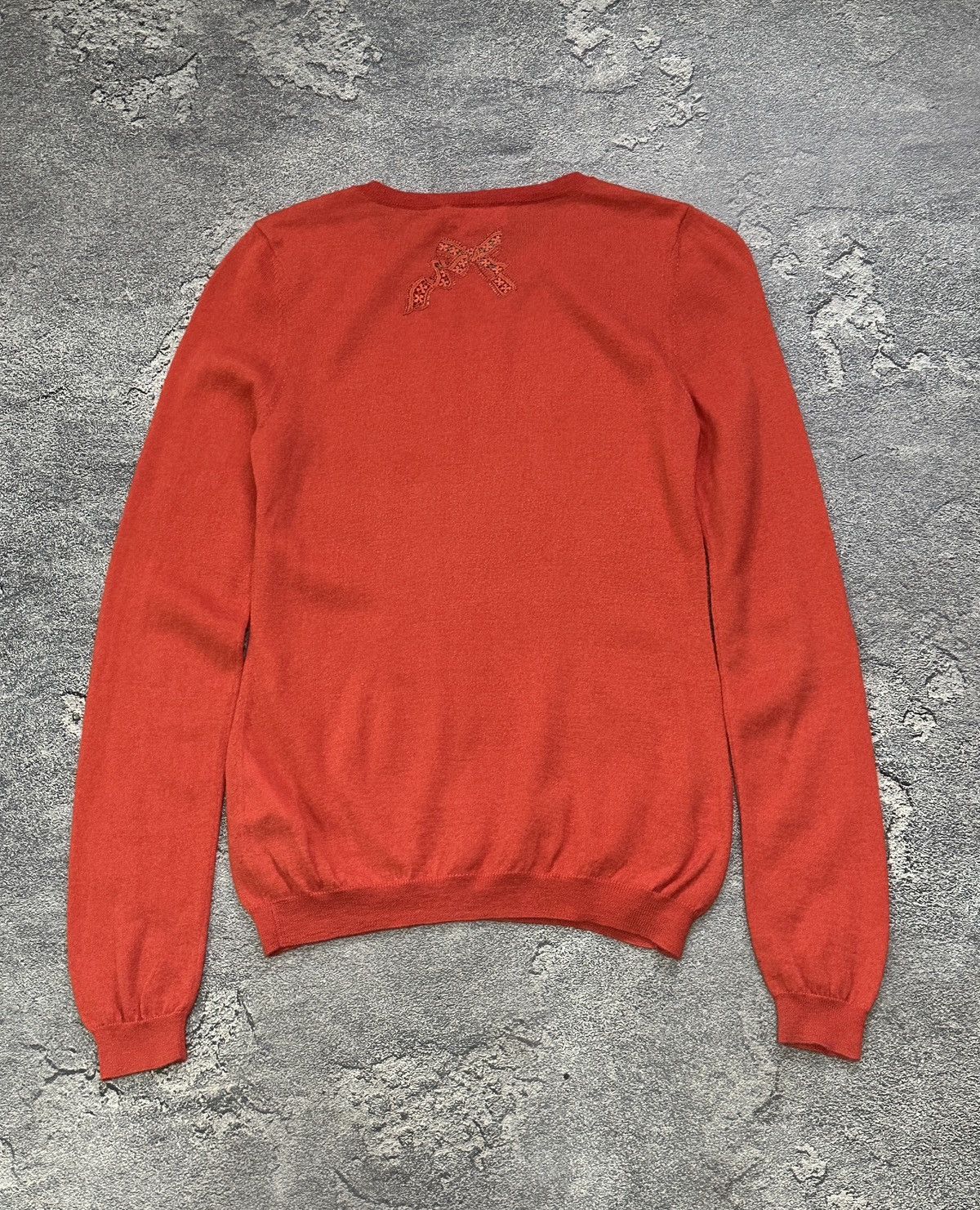 RED Valentino RED VALENTINO Red Crewneck Cashmere Jumper Lace Detail XS Size XS / US 0-2 / IT 36-38 - 2 Thumbnail
