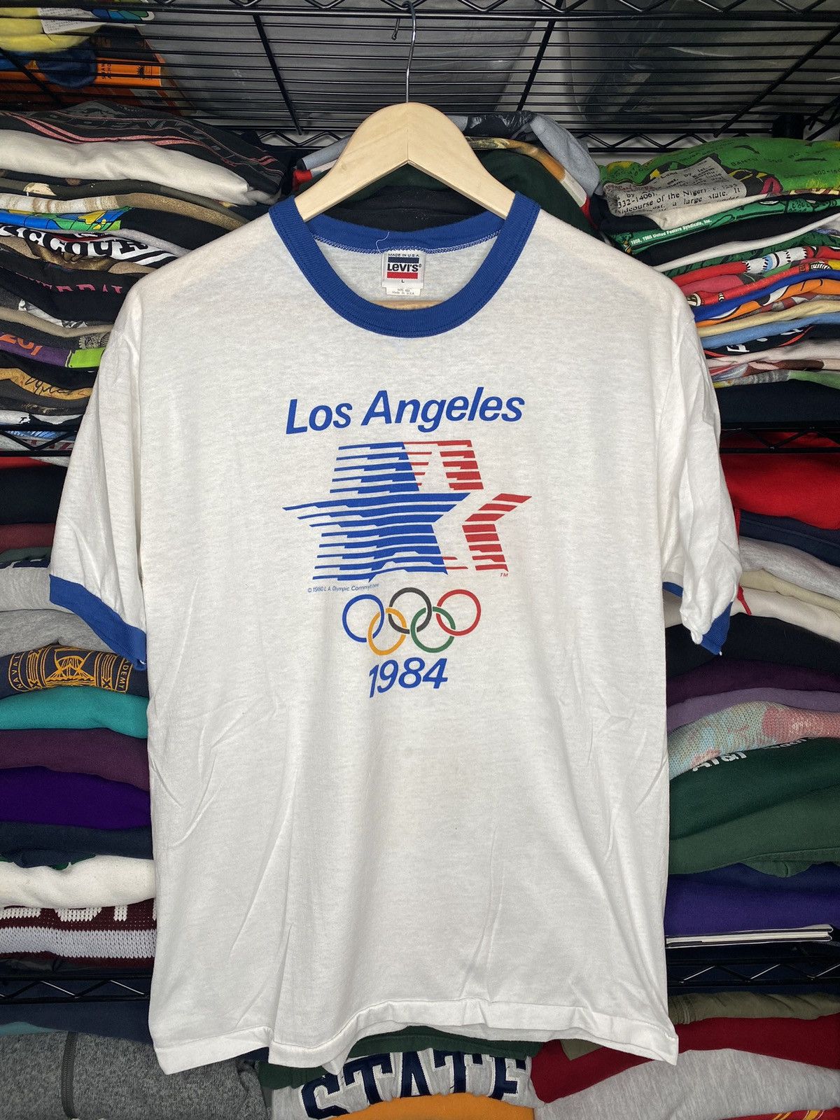 Levi s Usa Olympics Vintage Vintage 1984 Levis Olympic Games Los Angeles Ringer T Shirt Grailed