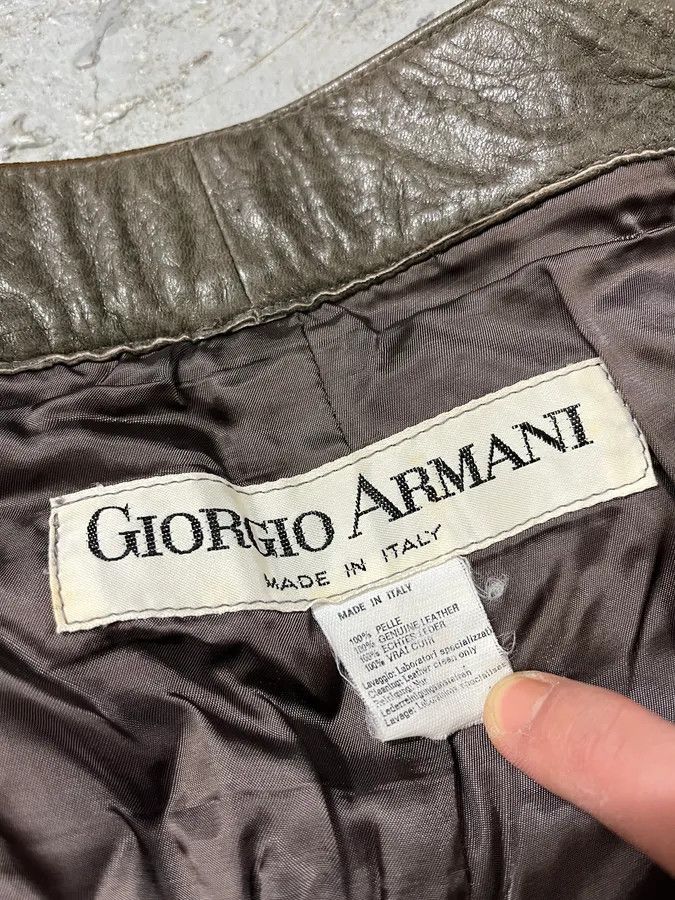 Armani × Vintage AW1986 Giorgio Armani Brown Relaxed Leather Italian Pants Size US 30 / EU 46 - 17 Thumbnail