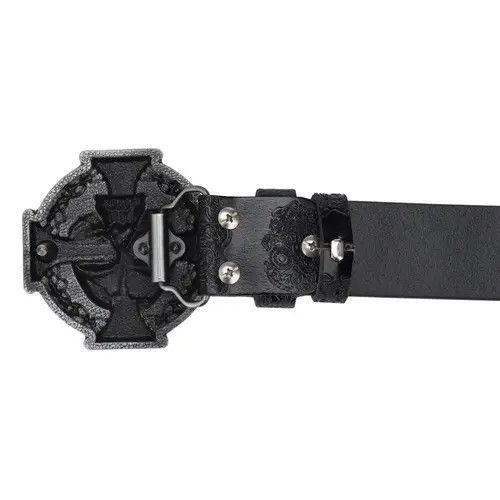 VIBE Skull Leather Belt Embossed Pattern Cowskin Size ONE SIZE - 6 Thumbnail
